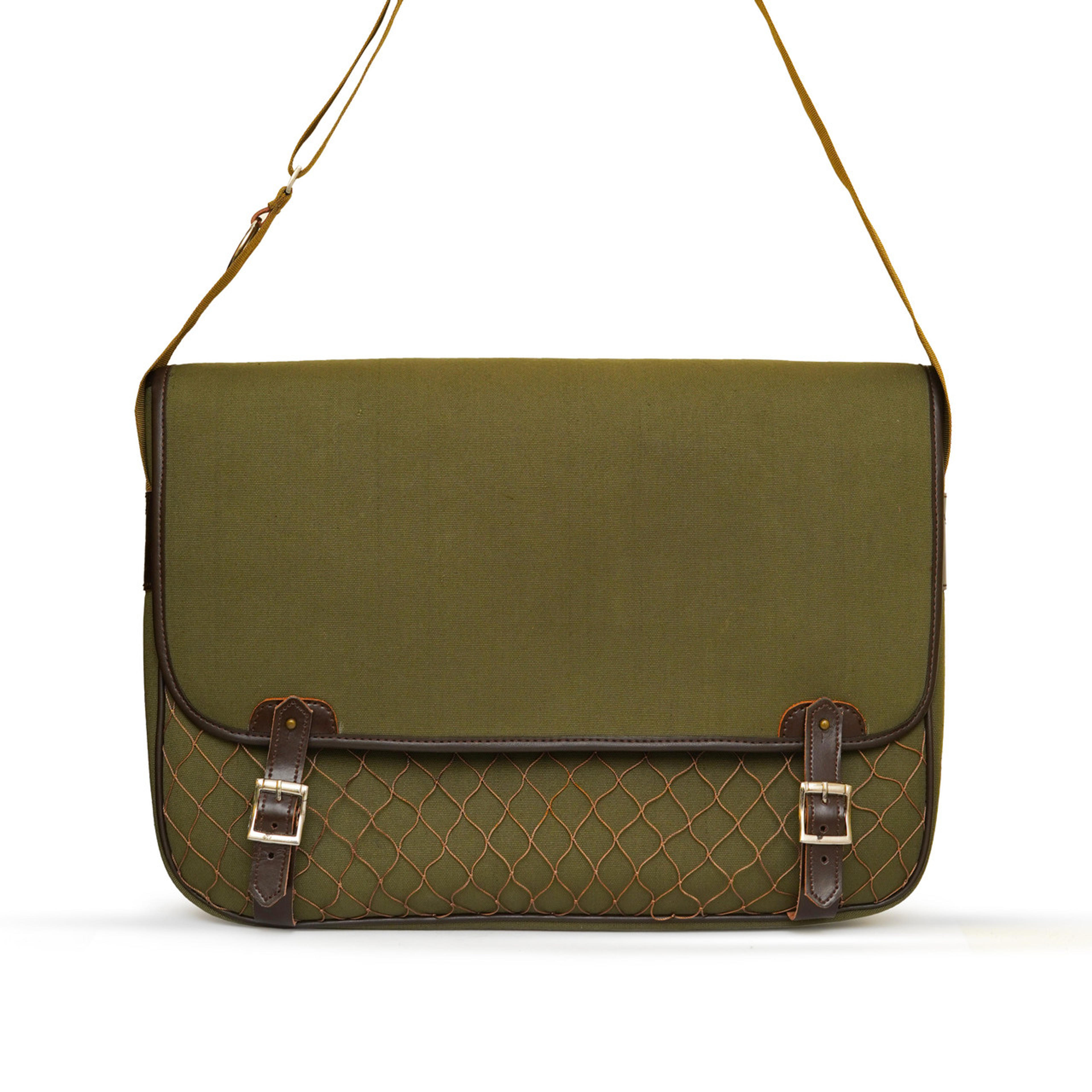 Leather Canvas Satchel Bag | Fishnet Game Bag