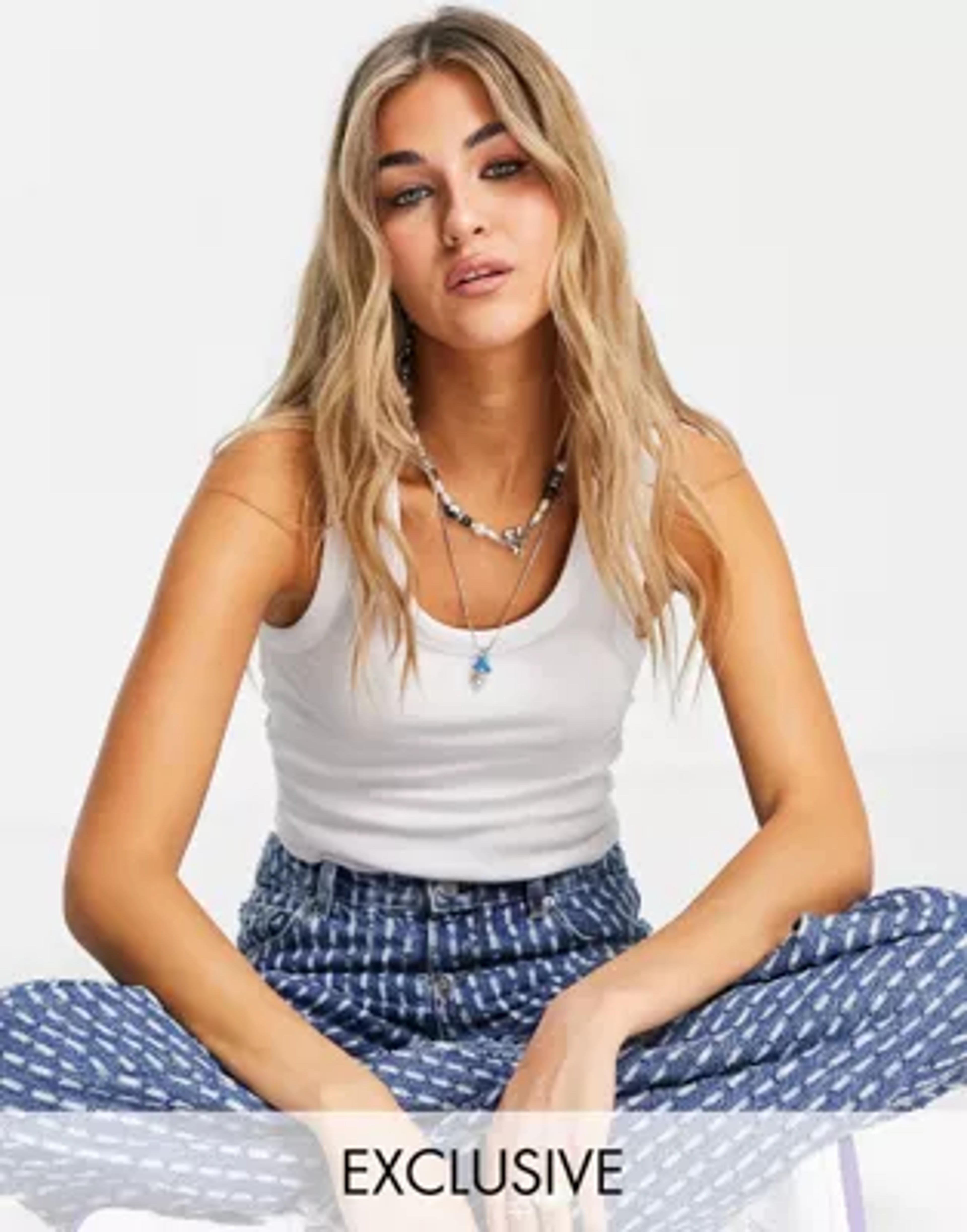 COLLUSION waffle tank top in white | ASOS