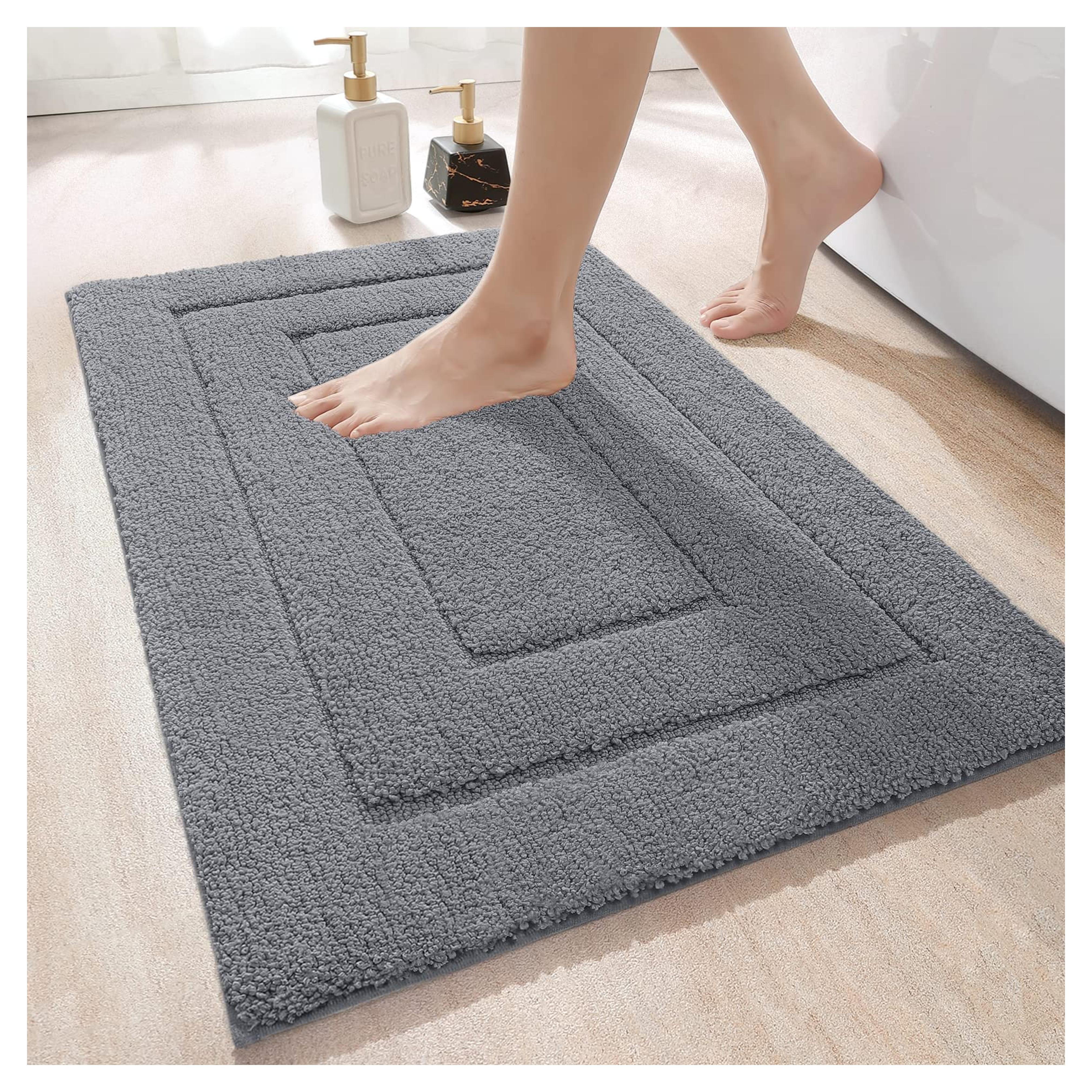 DEXI Bathroom Rug Mat, Extra Soft Absorbent Premium Bath Rug, Non-Slip Comfortable Bath Mat, Carpet for Tub, Shower, Bath Room, Machine Wash Dry, 16"x24", Grey