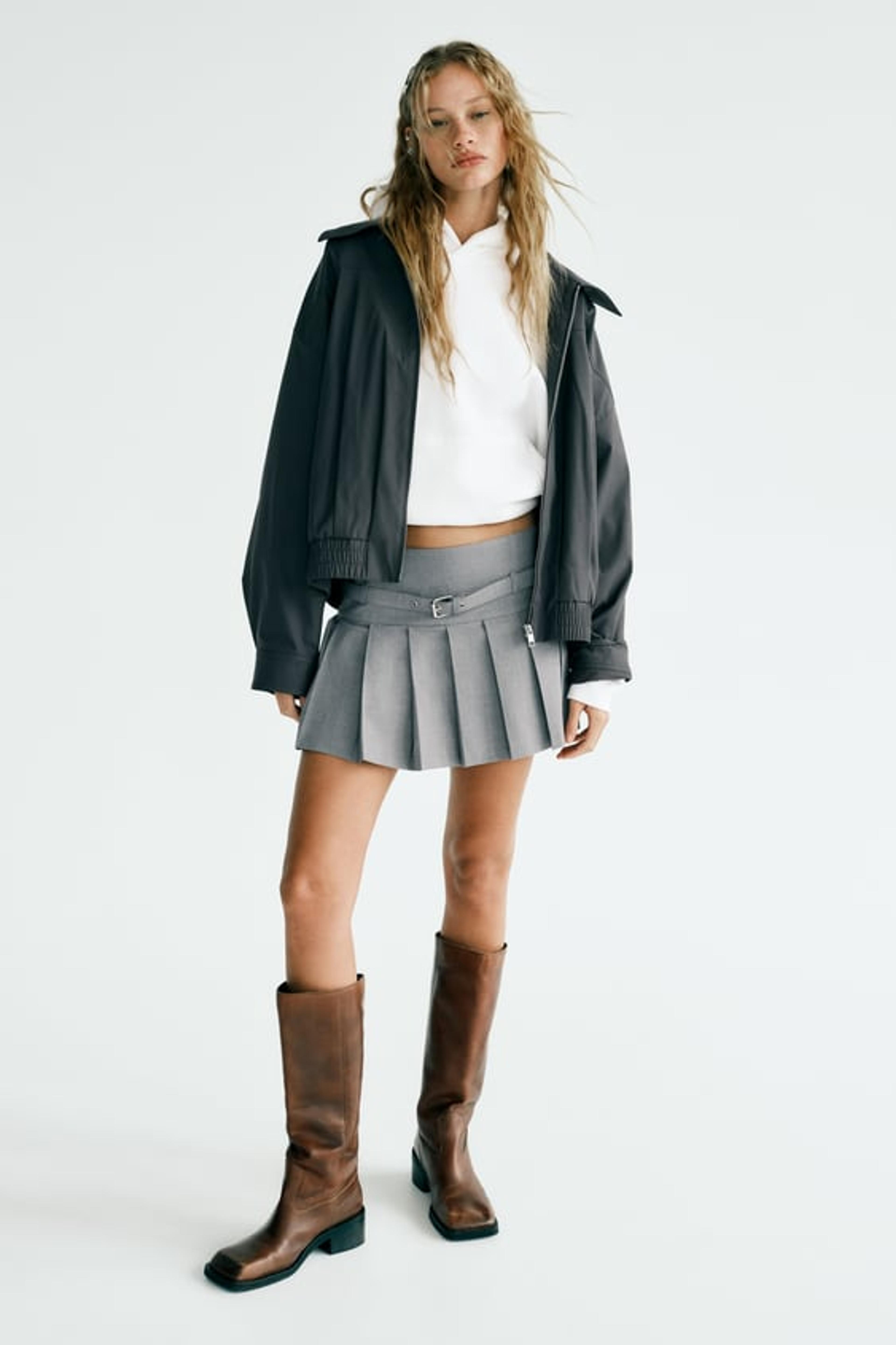 PLEATED SKORT - Gray marl | ZARA United States