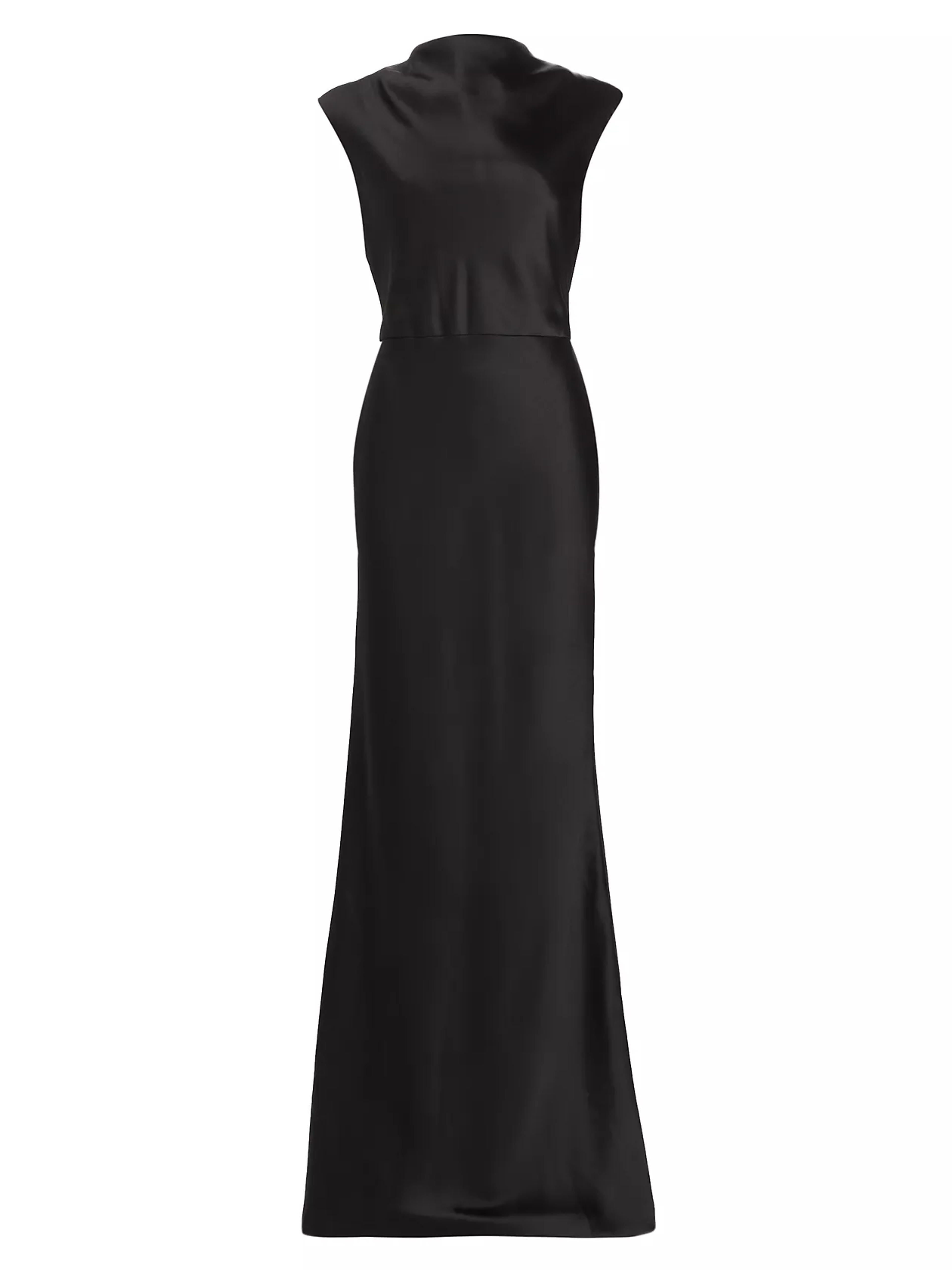 Shop Amsale Satin High Cowlneck A-Line Gown | Saks Fifth Avenue