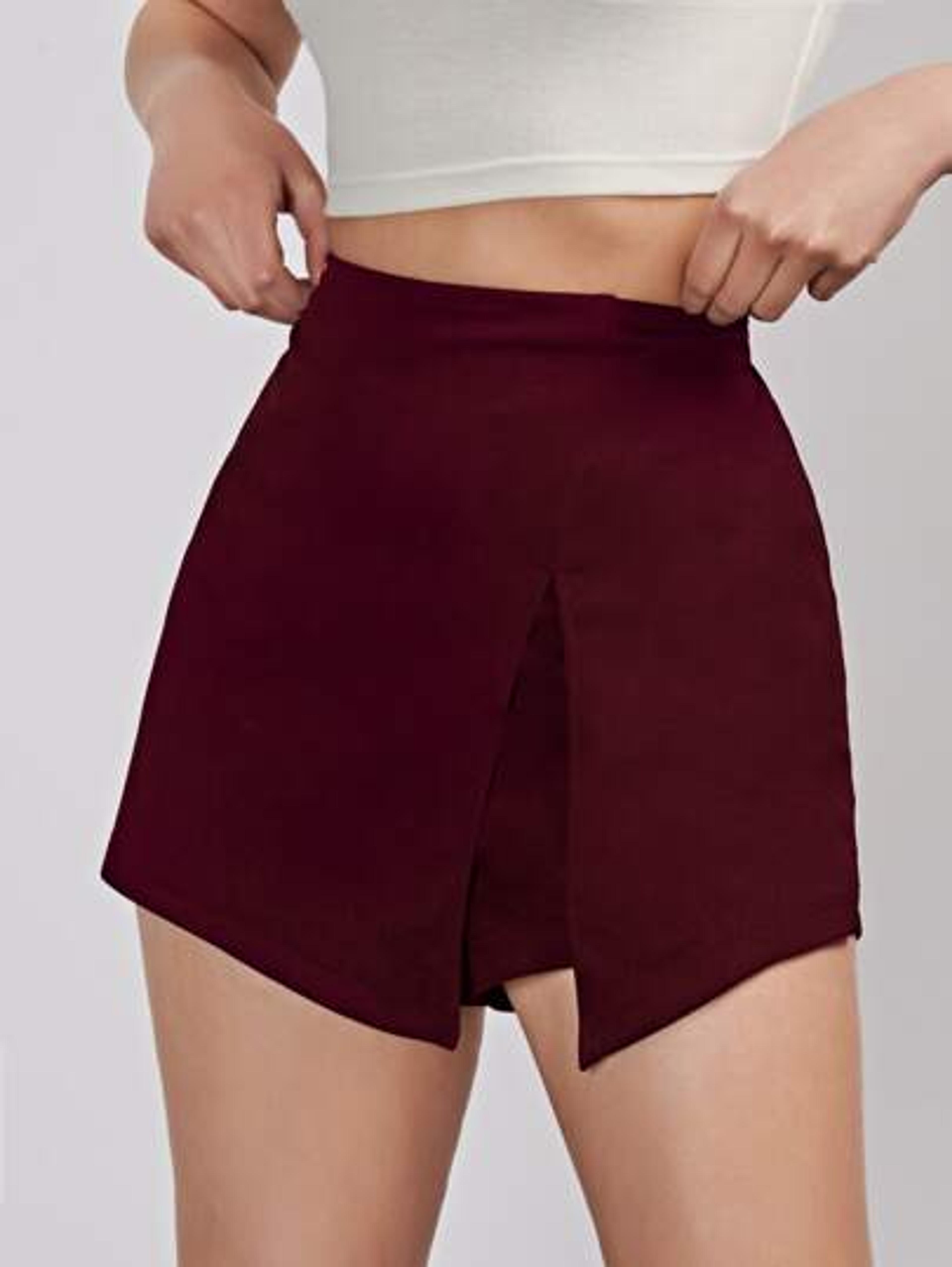 evoluSHEIN Elastic Waist Split Front Skort | SHEIN USA