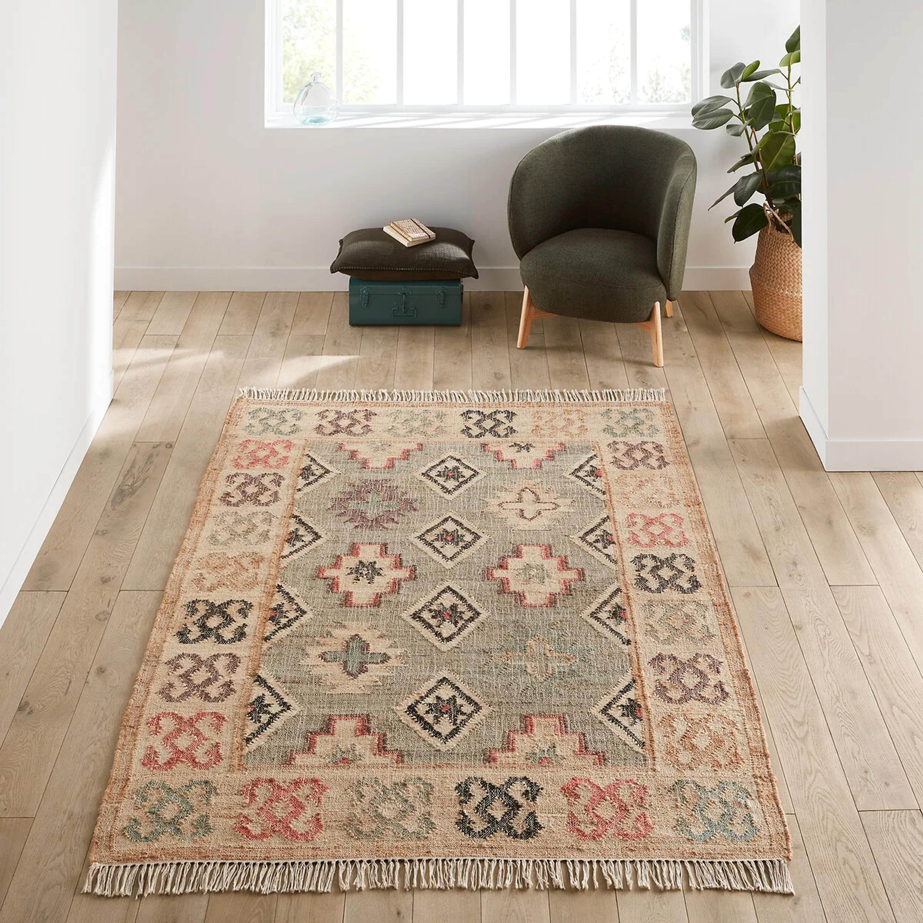 Kaliny jute and cotton distressed kilim rug, multi-coloured, La Redoute Interieurs | La Redoute