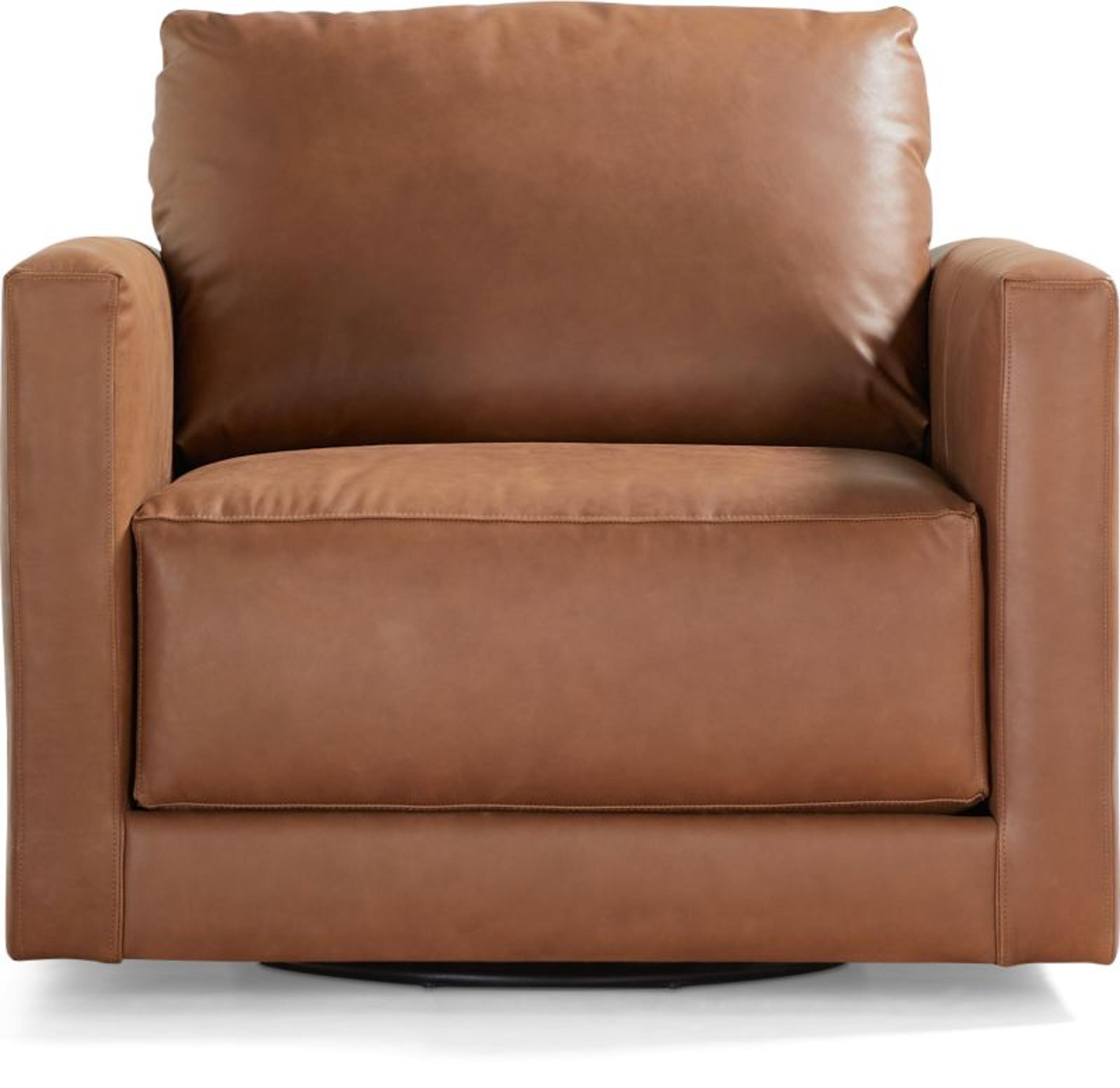 Gather Leather Swivel Chair + Reviews | Crate & Barrel