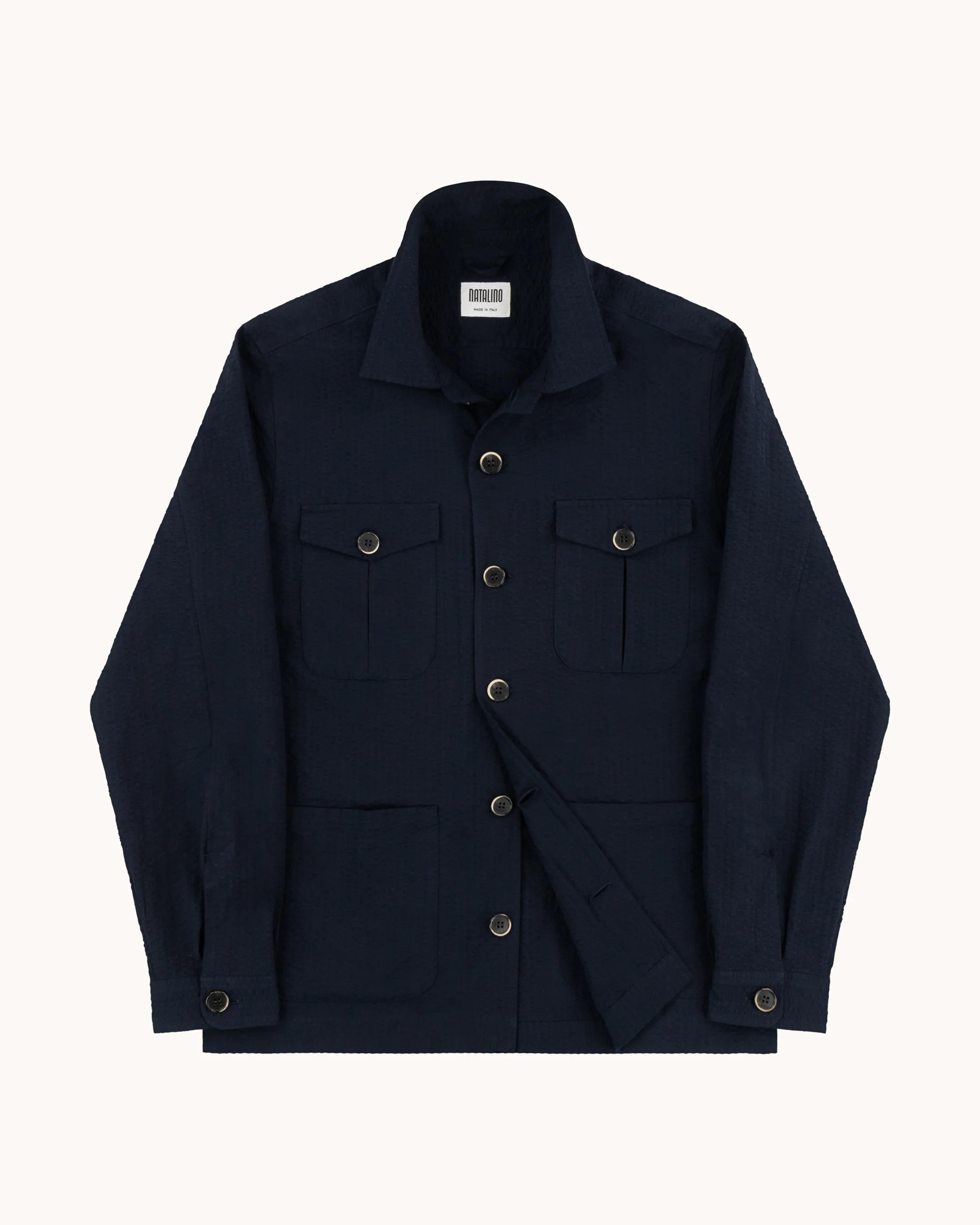 Overshirt - Navy Japanese Cotton Seersucker – Natalino