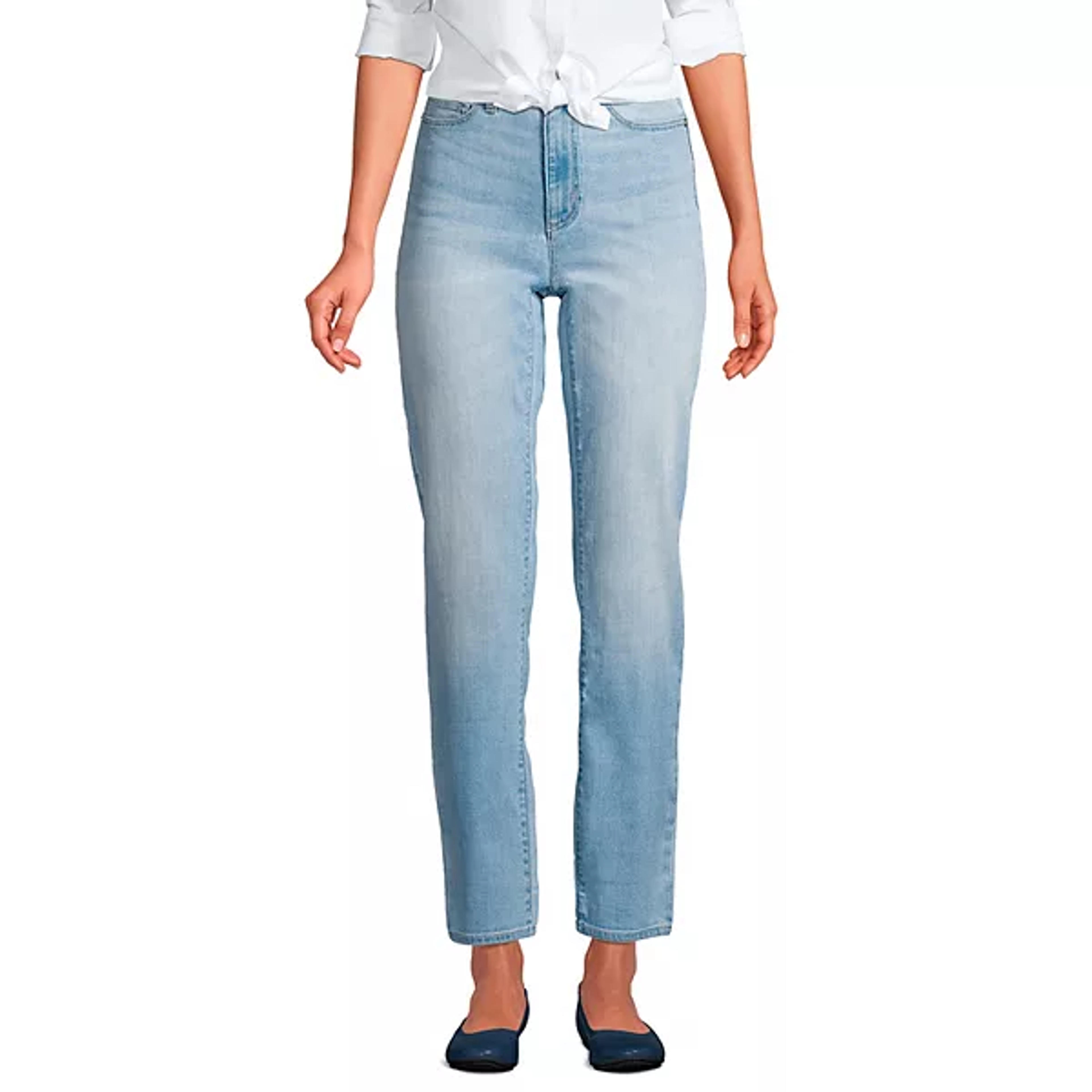 Petite Lands' End High Rise Straight-Leg Ankle Jeans