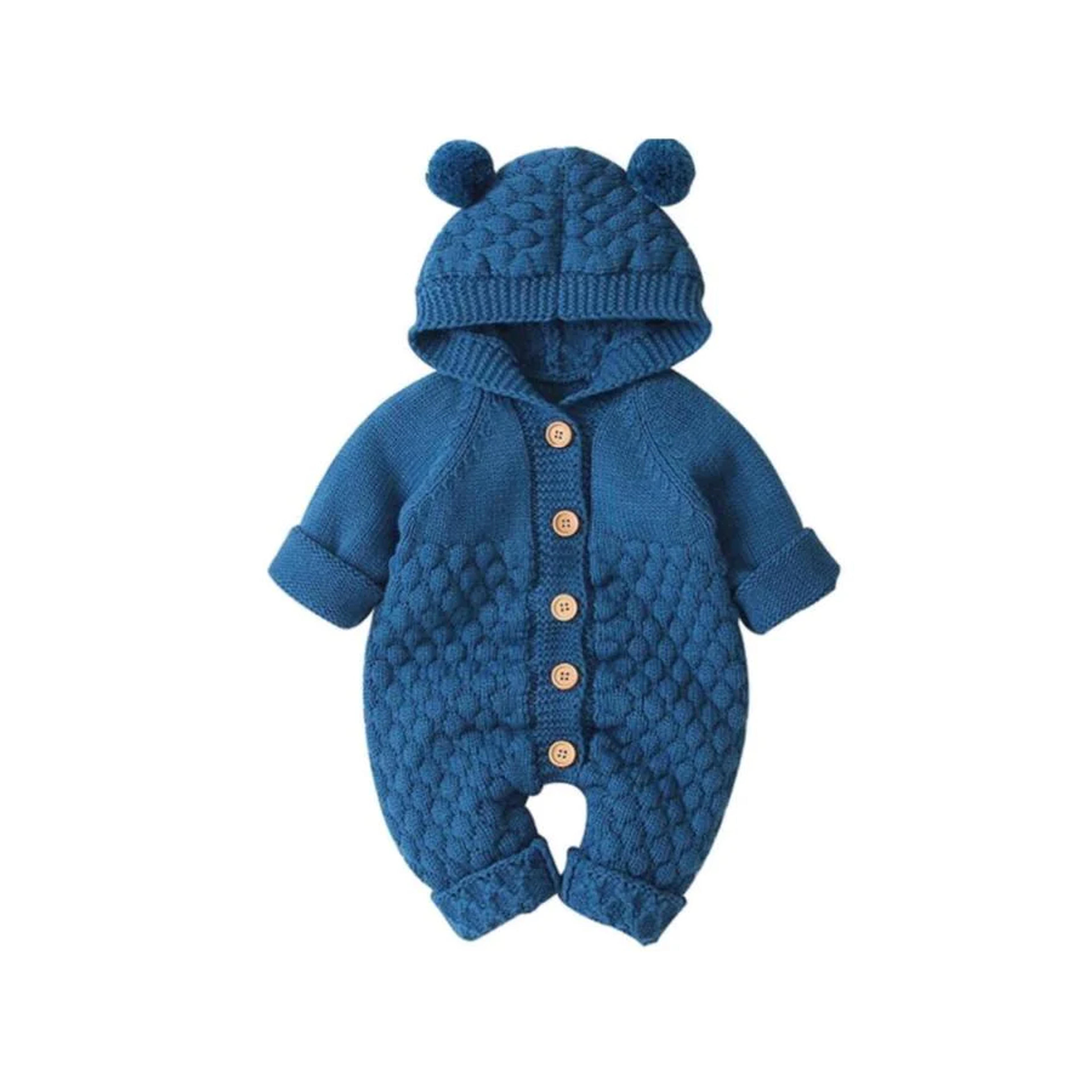 Bear Knit Onesie | Turquoise