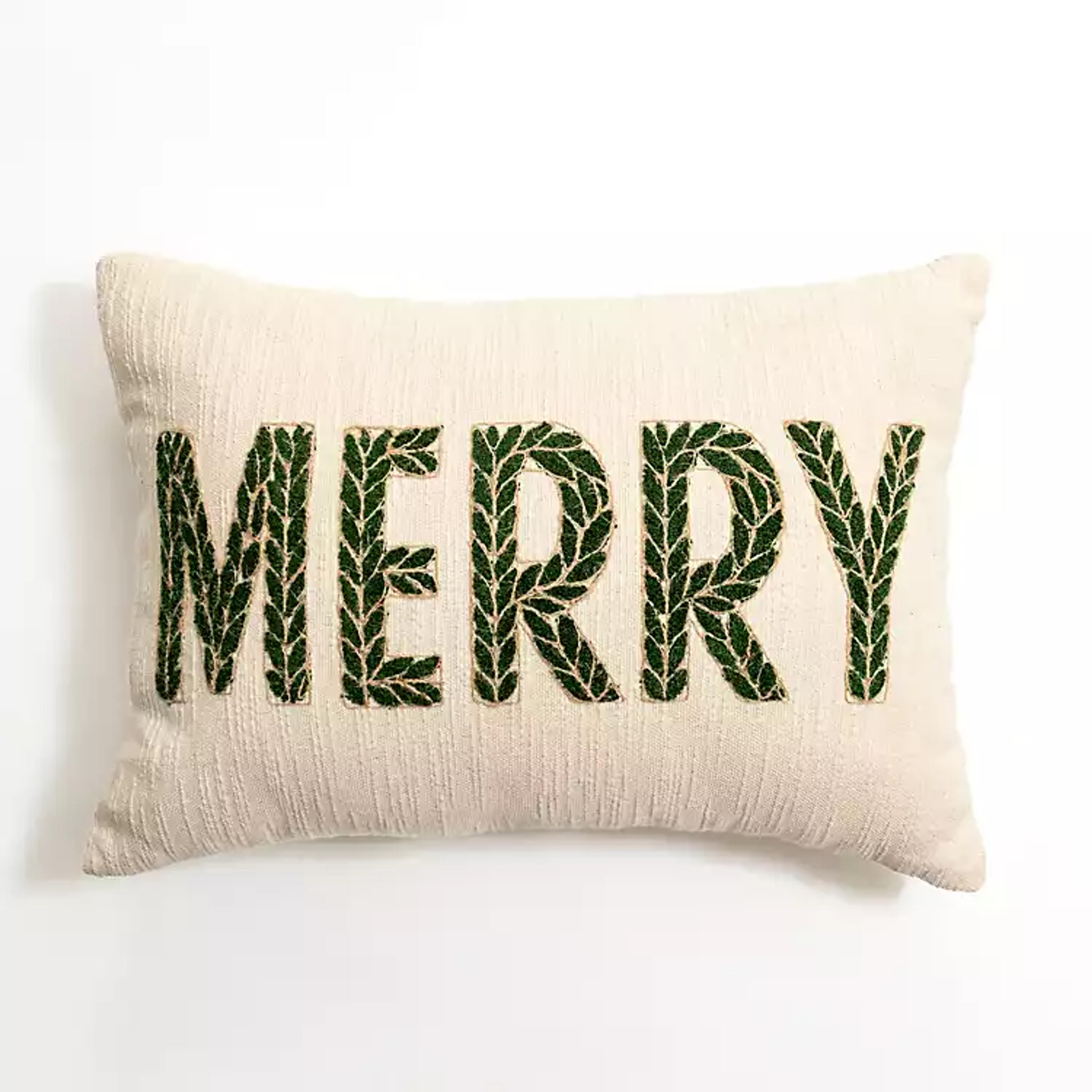 Green Leaf Merry Lumbar Pillow | Kirklands Home