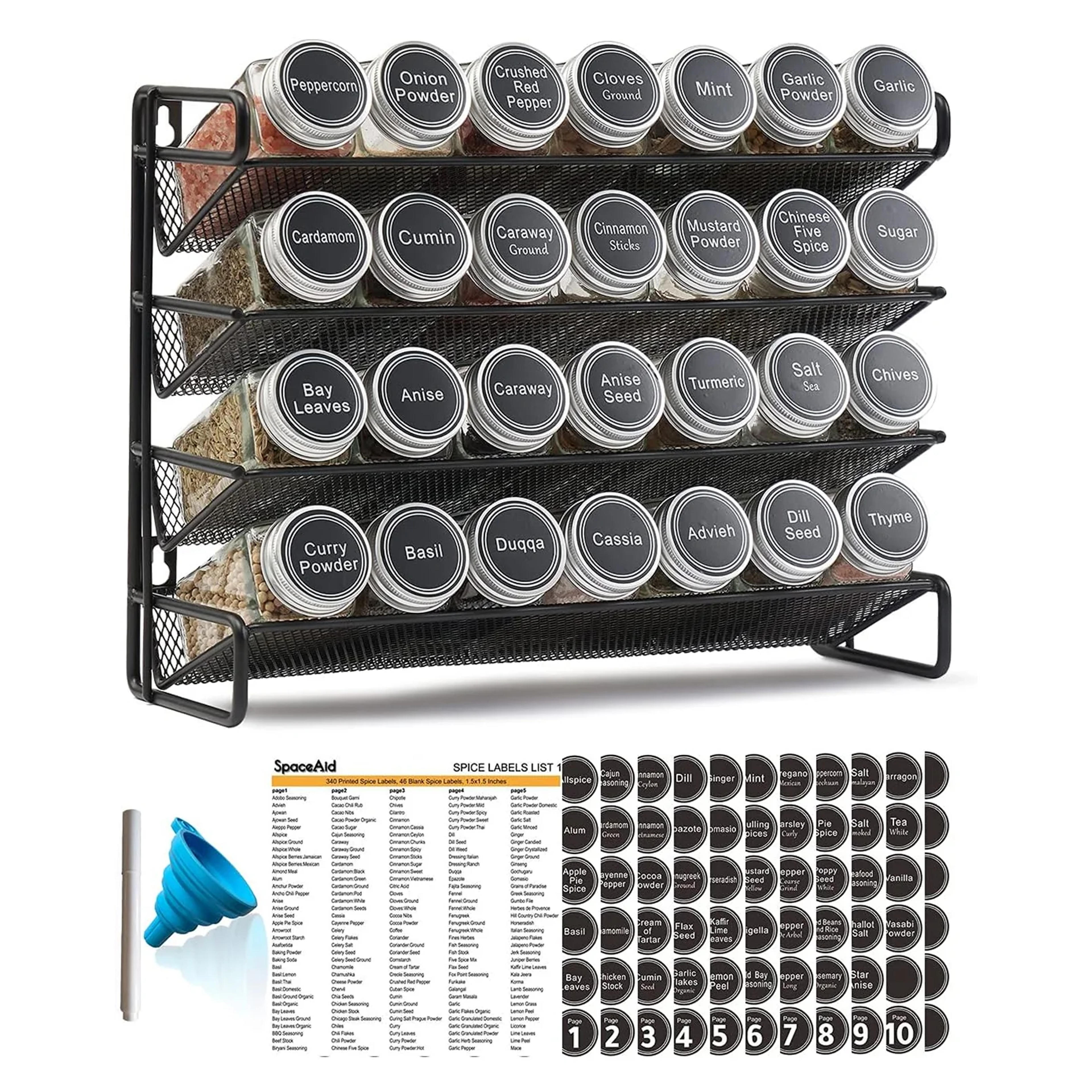 SpaceAid® Cabinet Spice Rack Organizer Space Saving Wire Metal Spice Organizer with 28 Jars