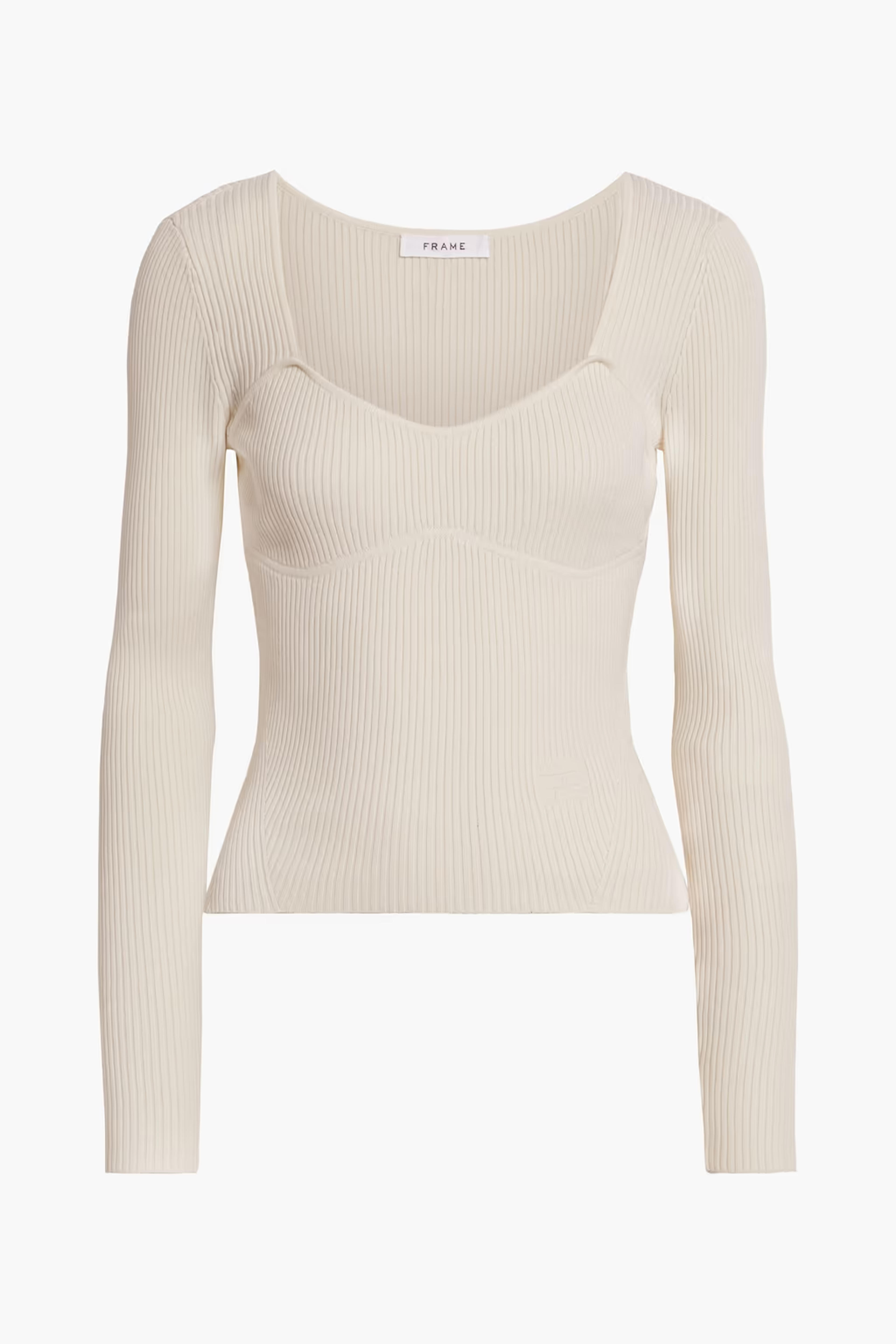 Ecru Ribbed-knit top | Sale up to 70% off | THE OUTNET | FRAME | THE OUTNET