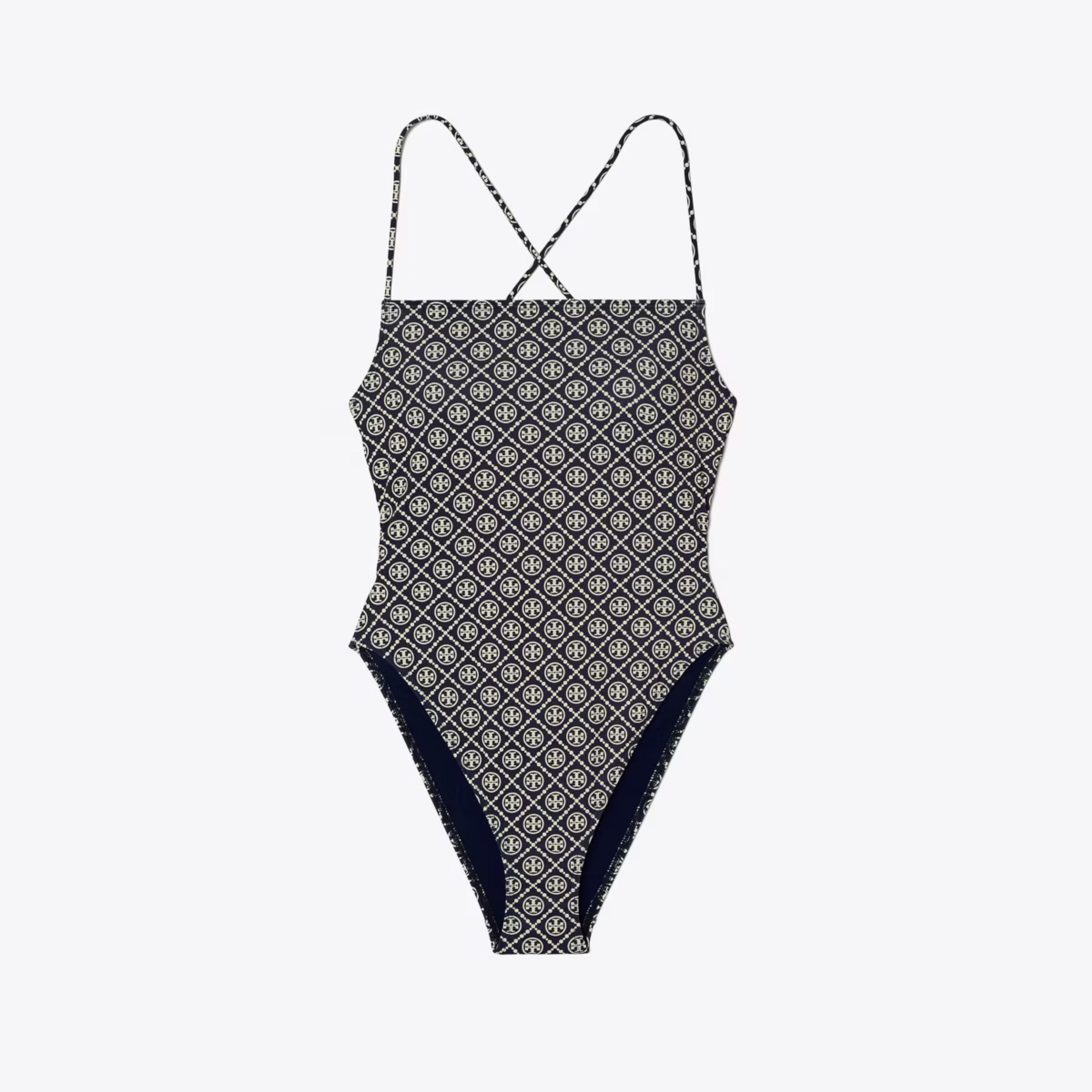 Printed Tie-Back One-Piece Swimsuit: Women's Designer One Pieces