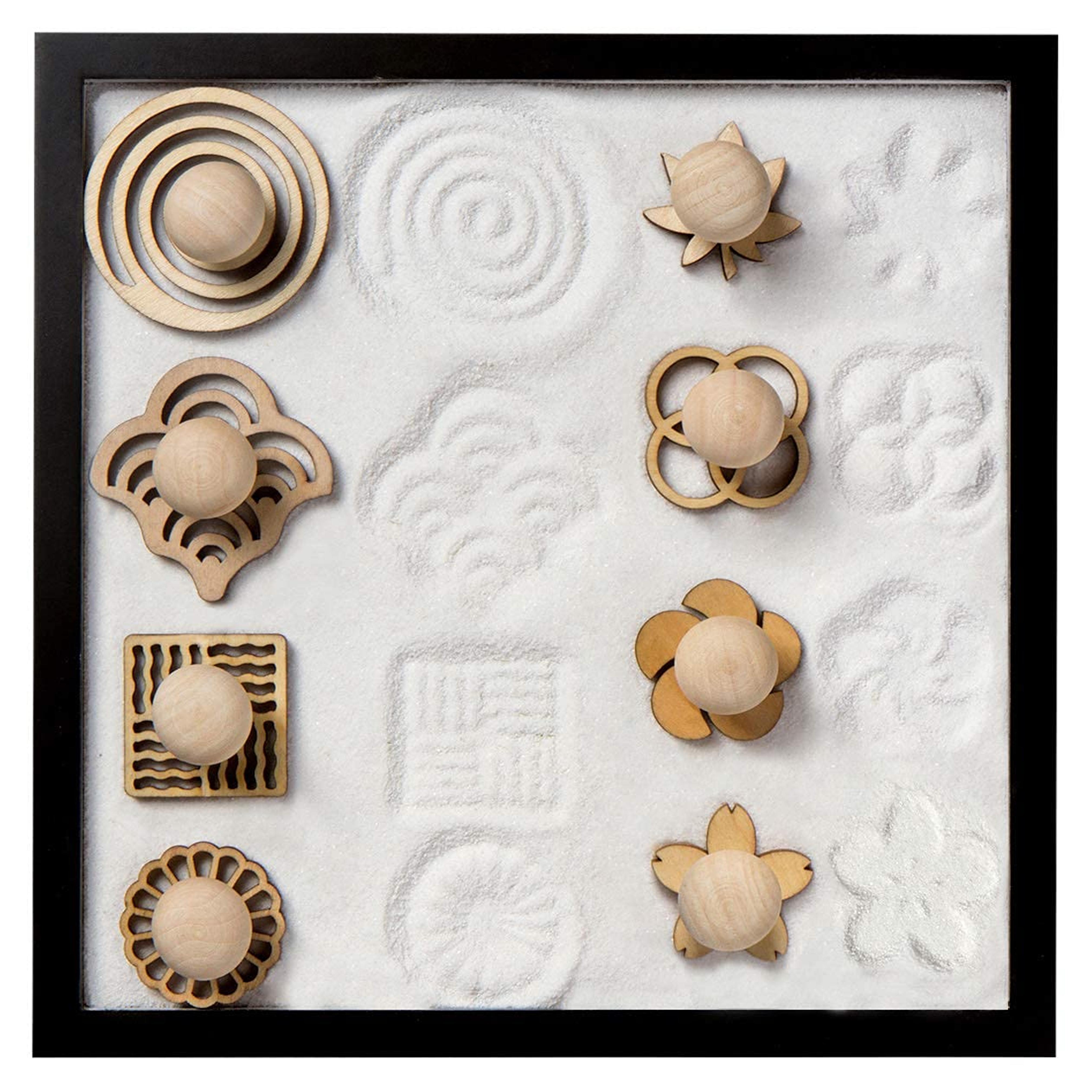 Amazon.com: COCORO Sand Stamps for Mini Zen Garden Patterns Include Swirl, Ocean Waves, Parallel Crosses, Rings, Chrysanthemum, Plum Blossom, Red Leaf, Cherry Blossom (Sand & Tray Not Included) : Toys & Games