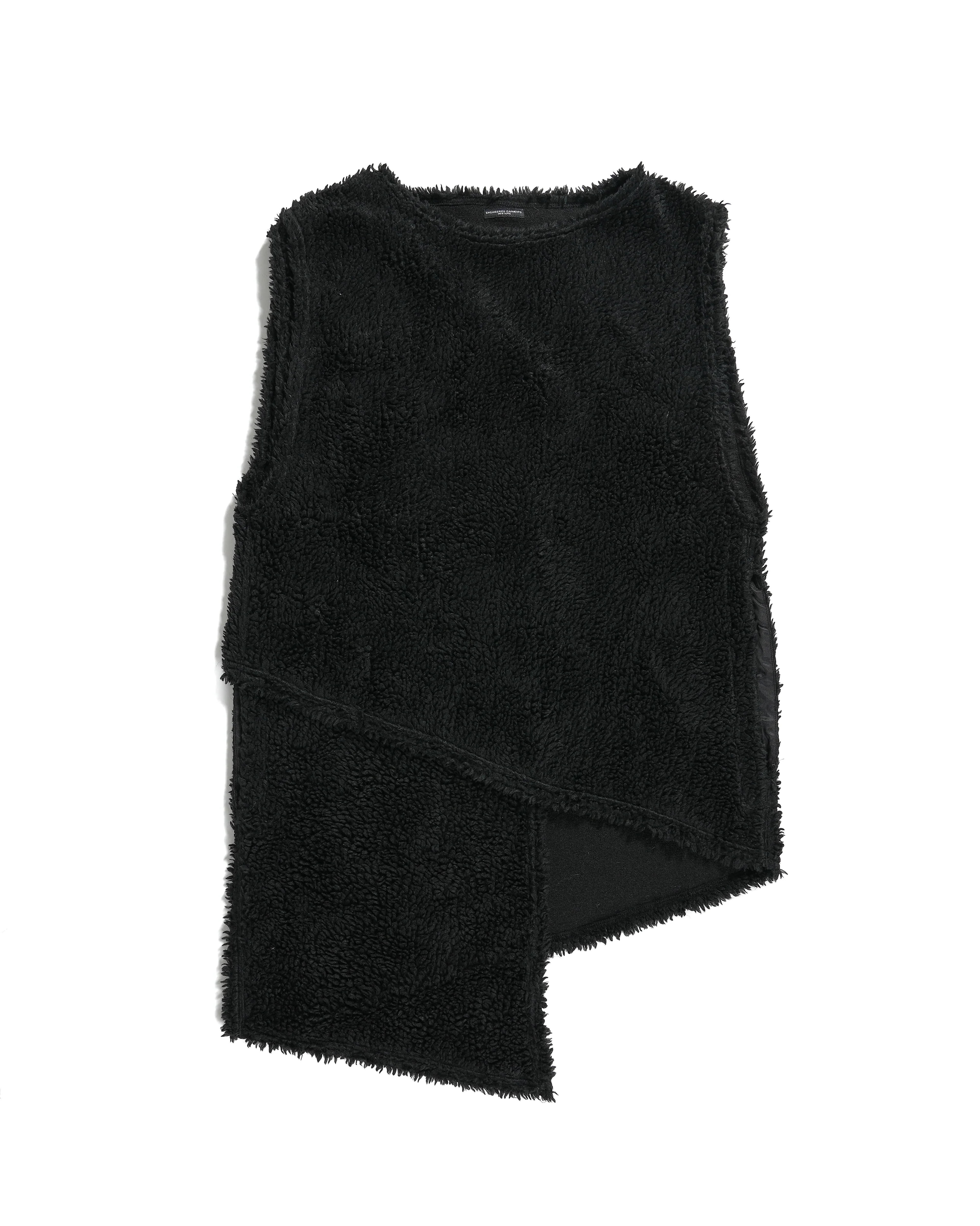 Engineered Garments Wrap Knit Vest - Black Polyester Shearling | Nepenthes London