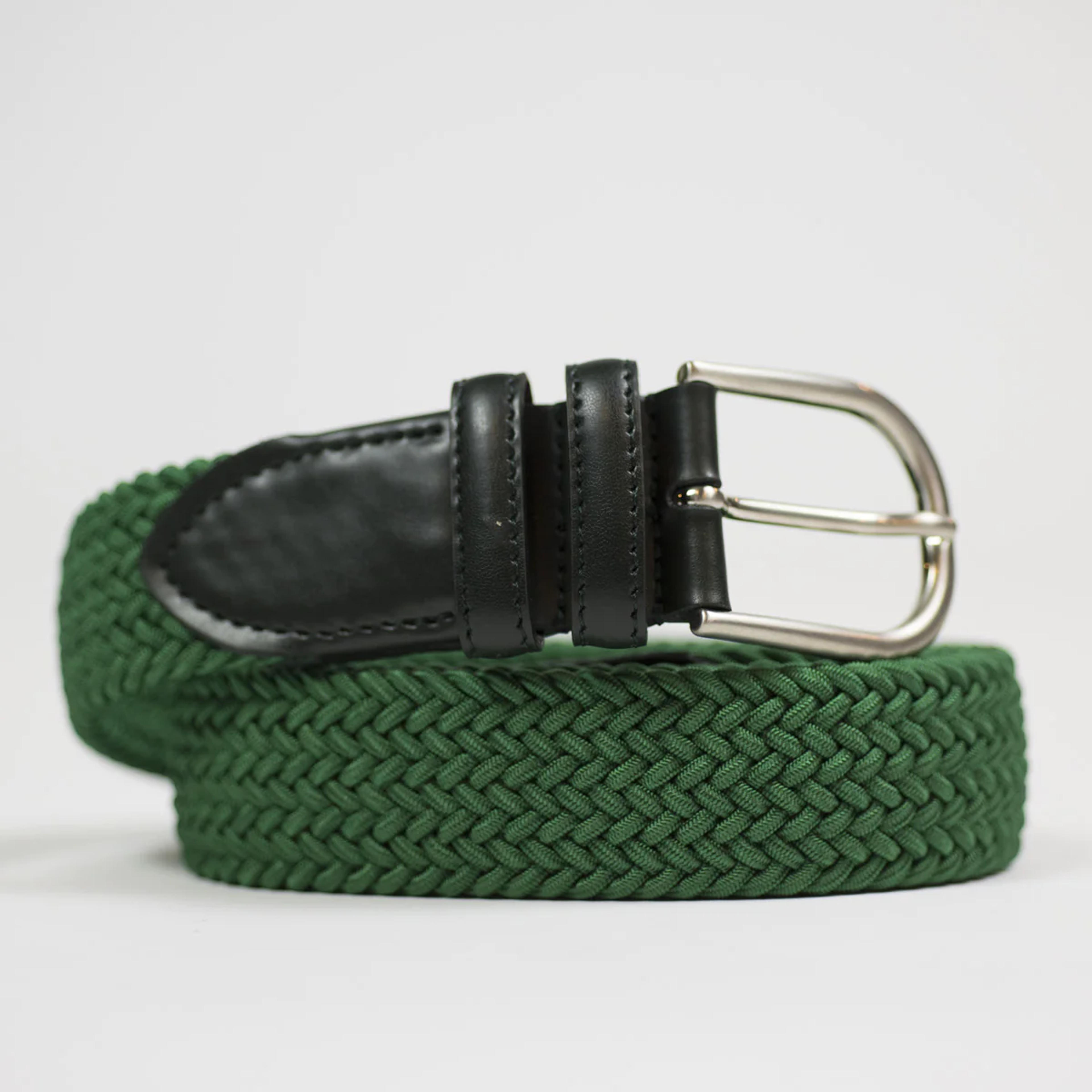 Green "intreccio" elastic woven belt – No Man Walks Alone