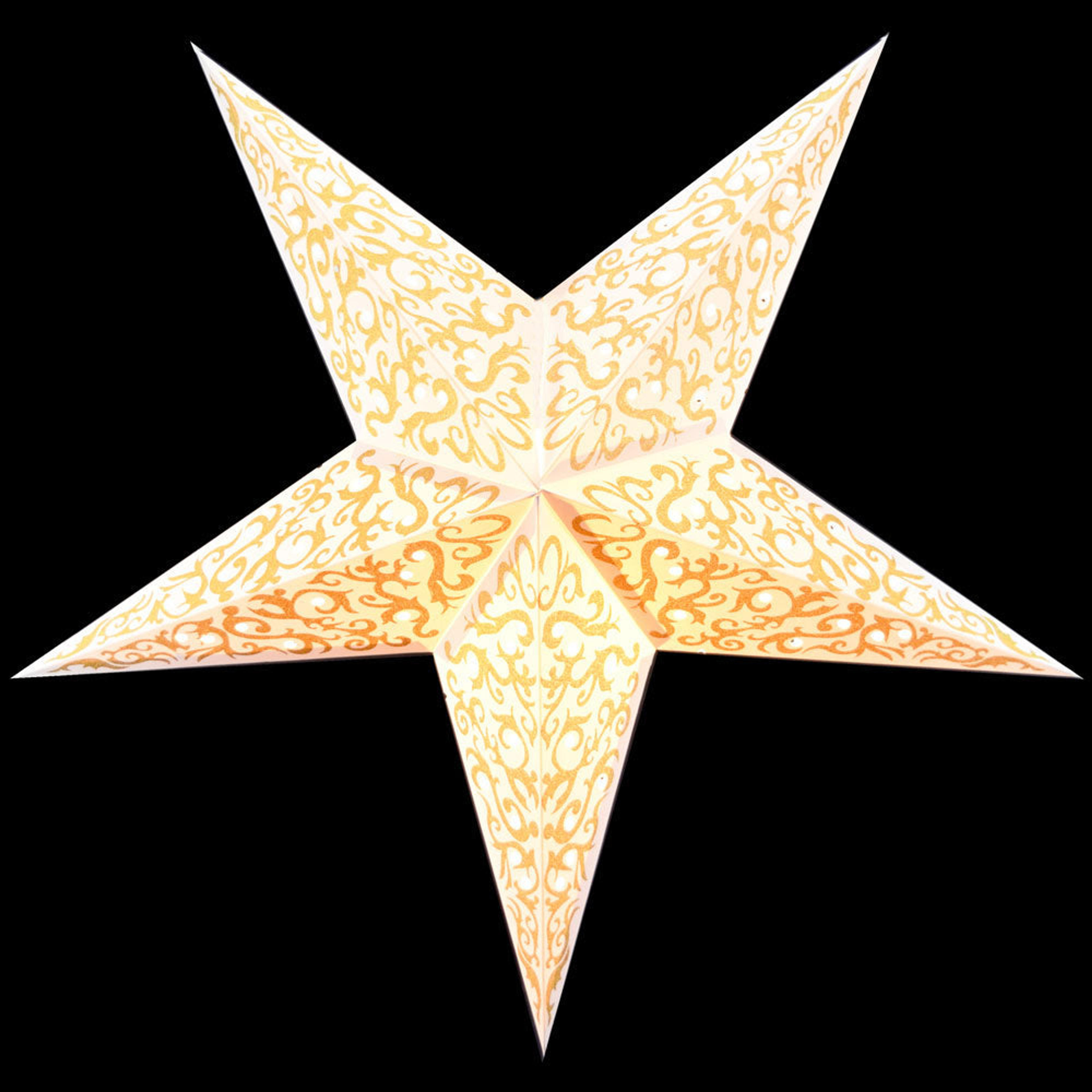 24" Gold Bramble Glitter Paper Star Lantern, Hanging