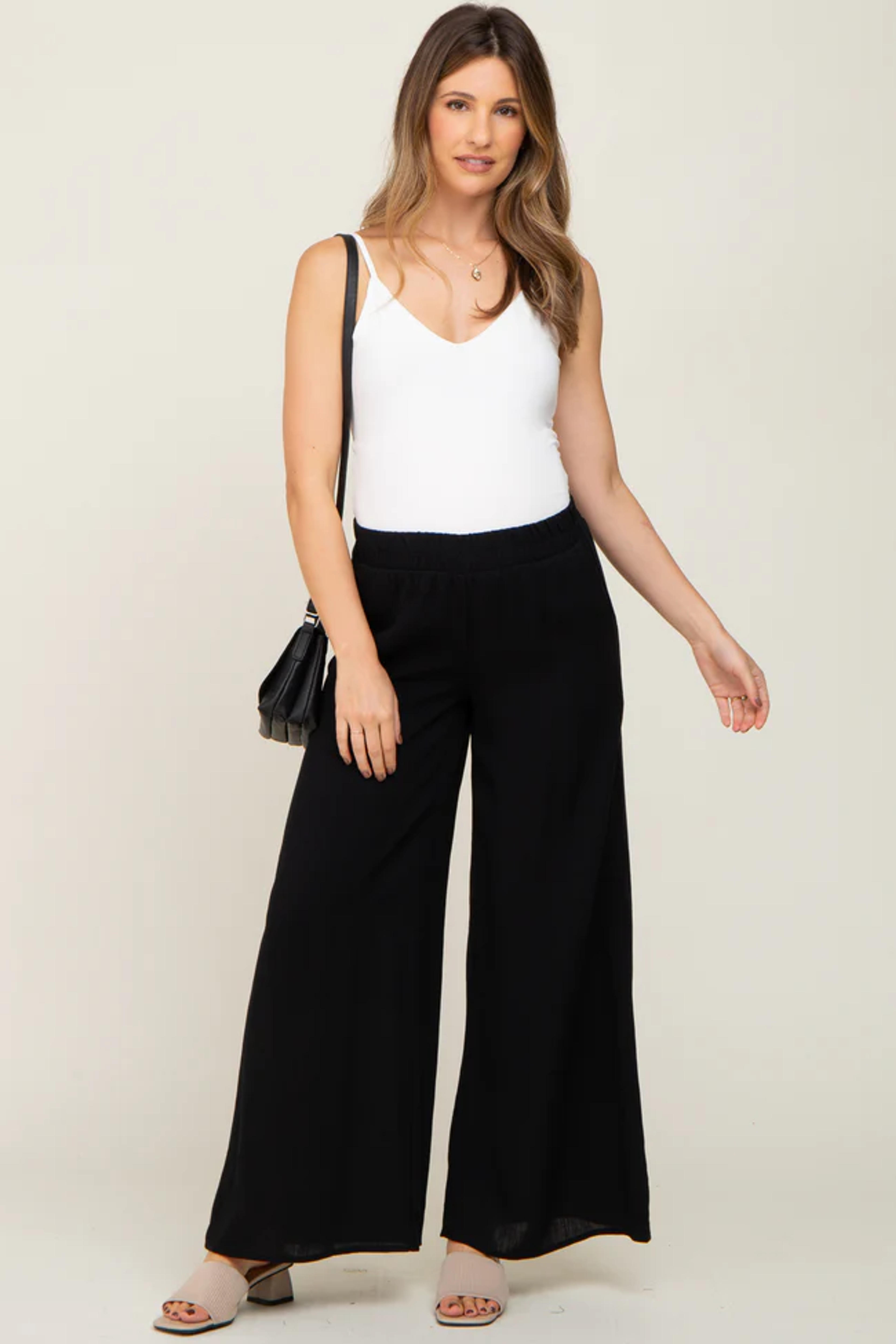 Black Wide Leg Maternity Pants – PinkBlush