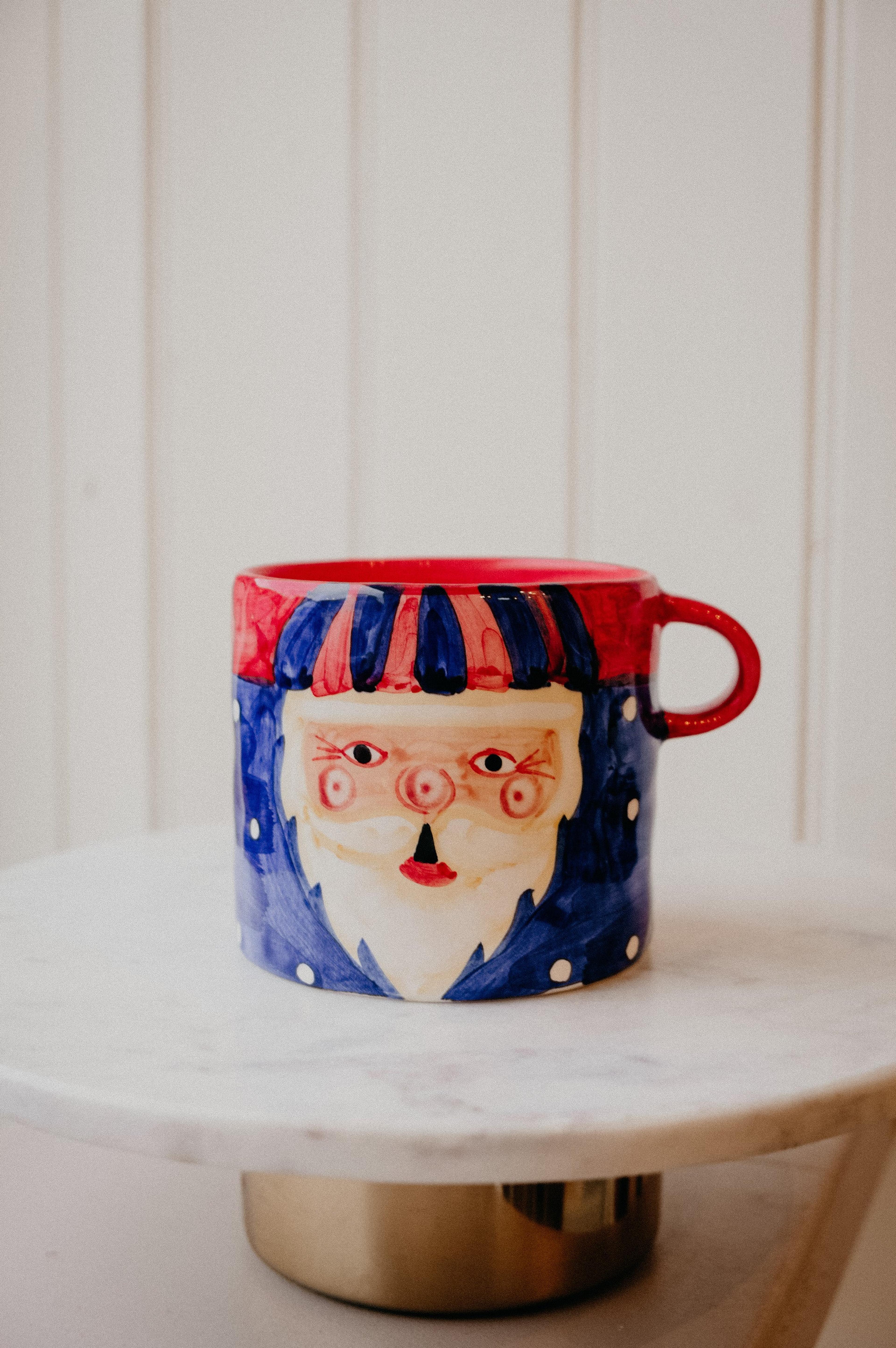Santa Red and Blue Handpainted XL Mug