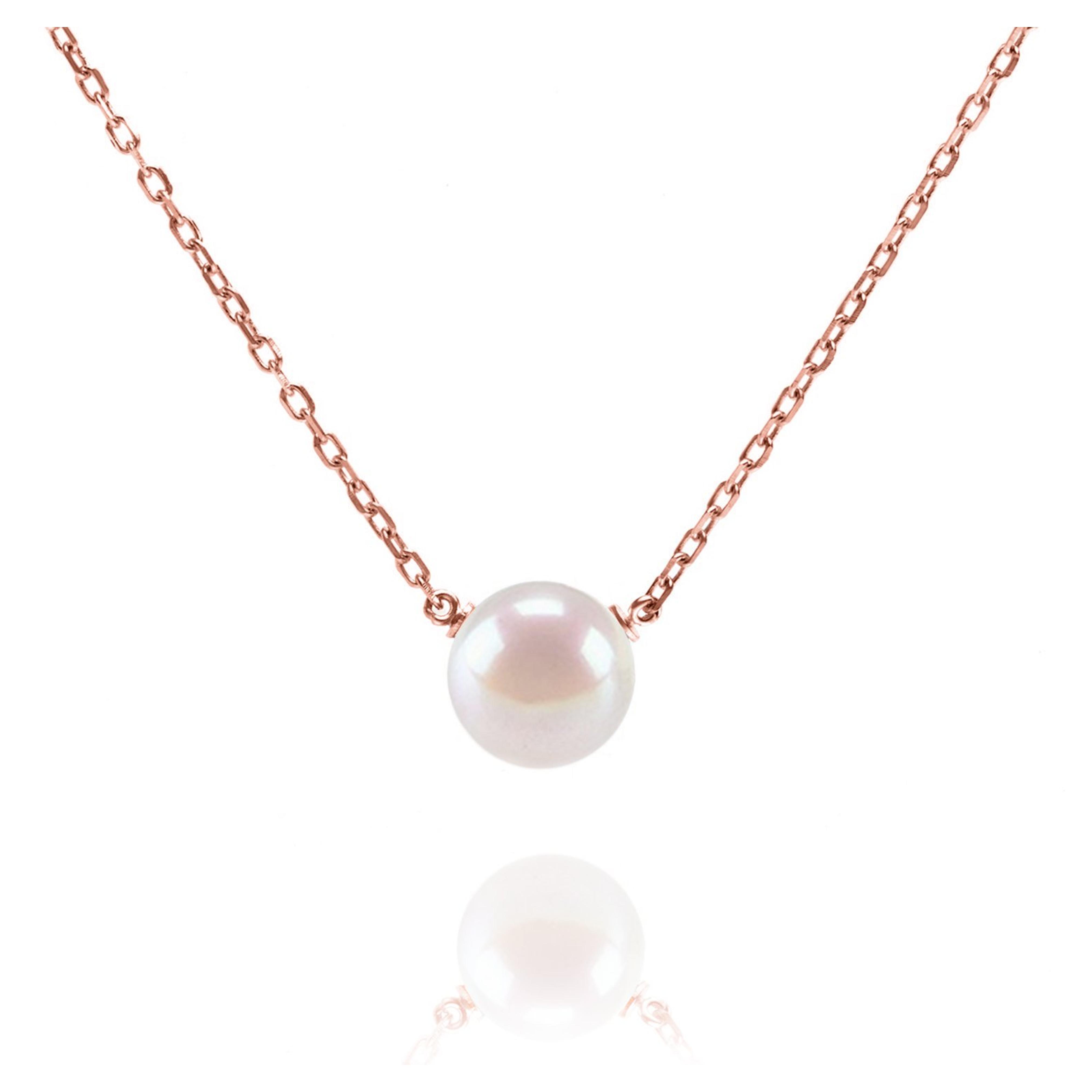 PAVOI Handpicked AAA+ Freshwater Cultured Single Pearl Necklace Pendant | Rose Gold Necklaces for Women