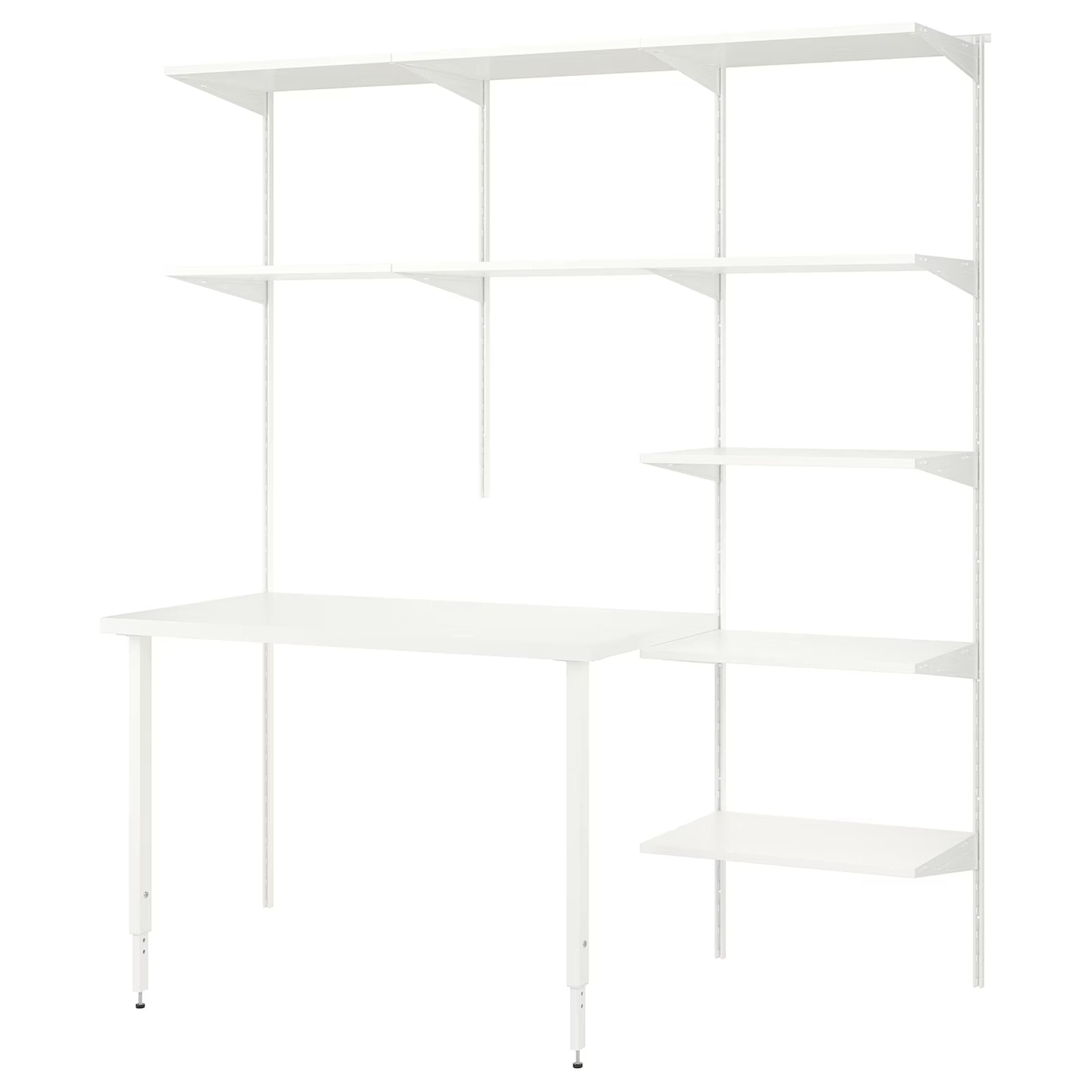 BOAXEL / LAGKAPTEN Shelving unit with table top, white, 735/8x243/8x79"