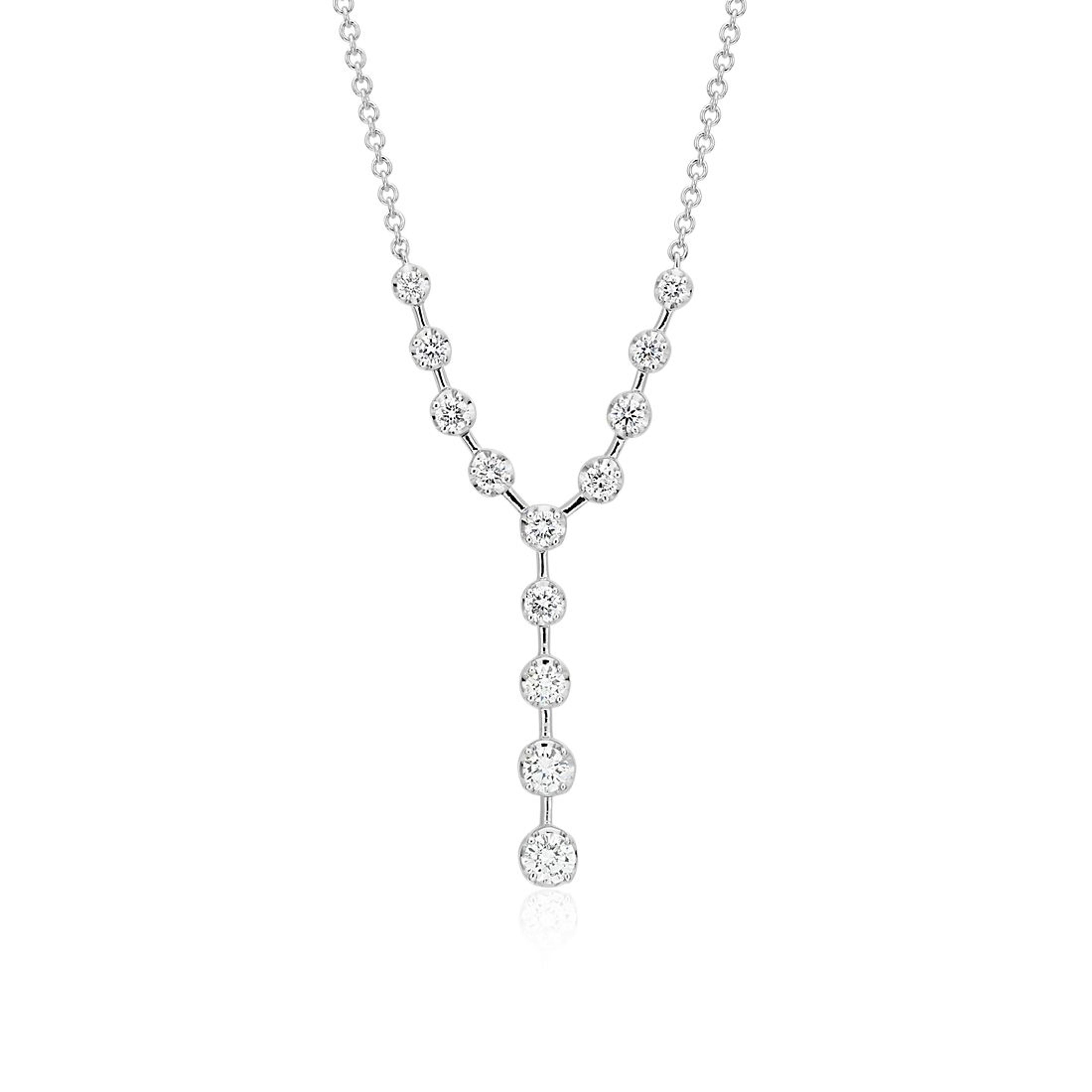 Diamond Y-Necklace in 18k White Gold (1/2 ct. tw.) | Blue Nile