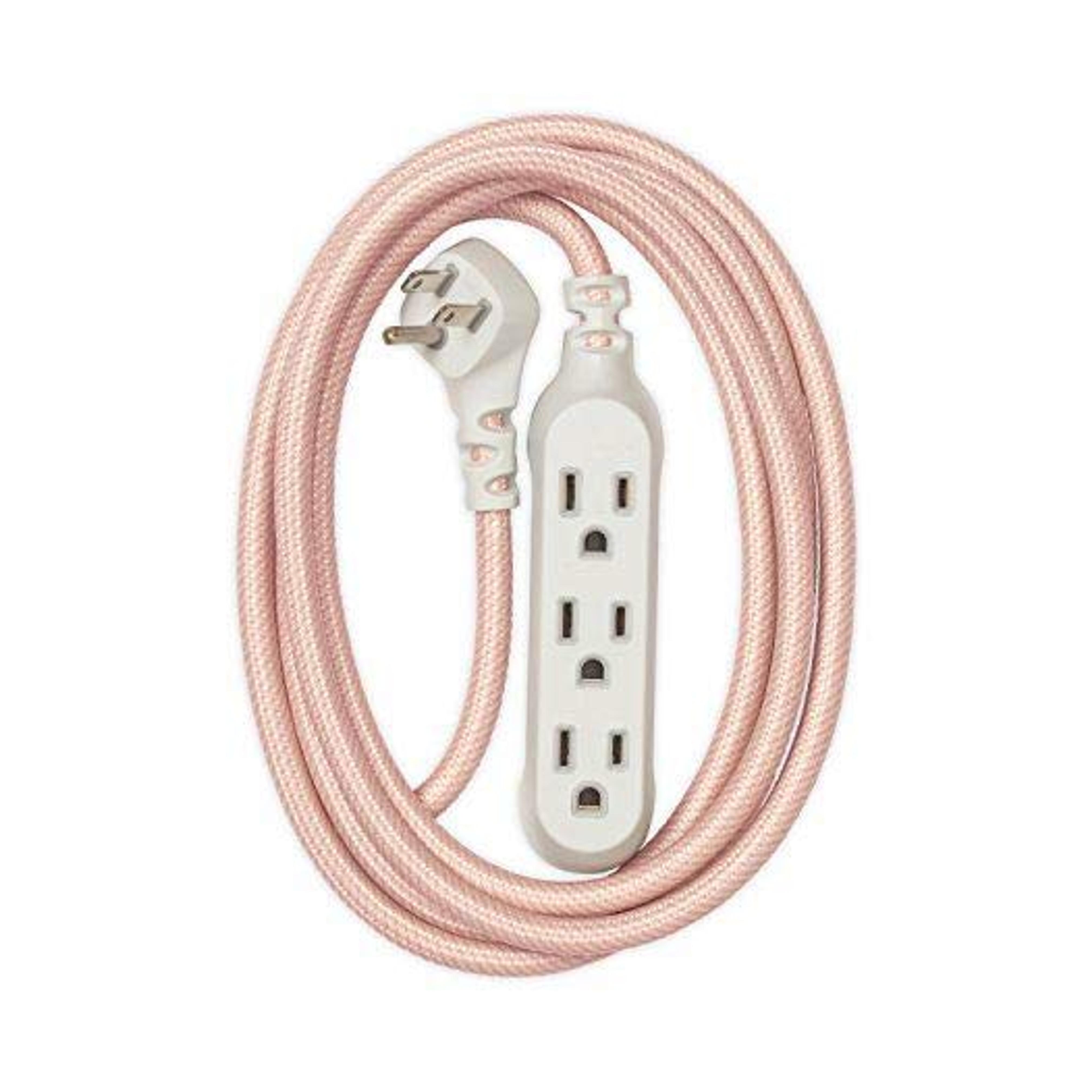 360 Electrical 360428 Habitat Modern Braided Extension Cord, 8' - Rose Gold