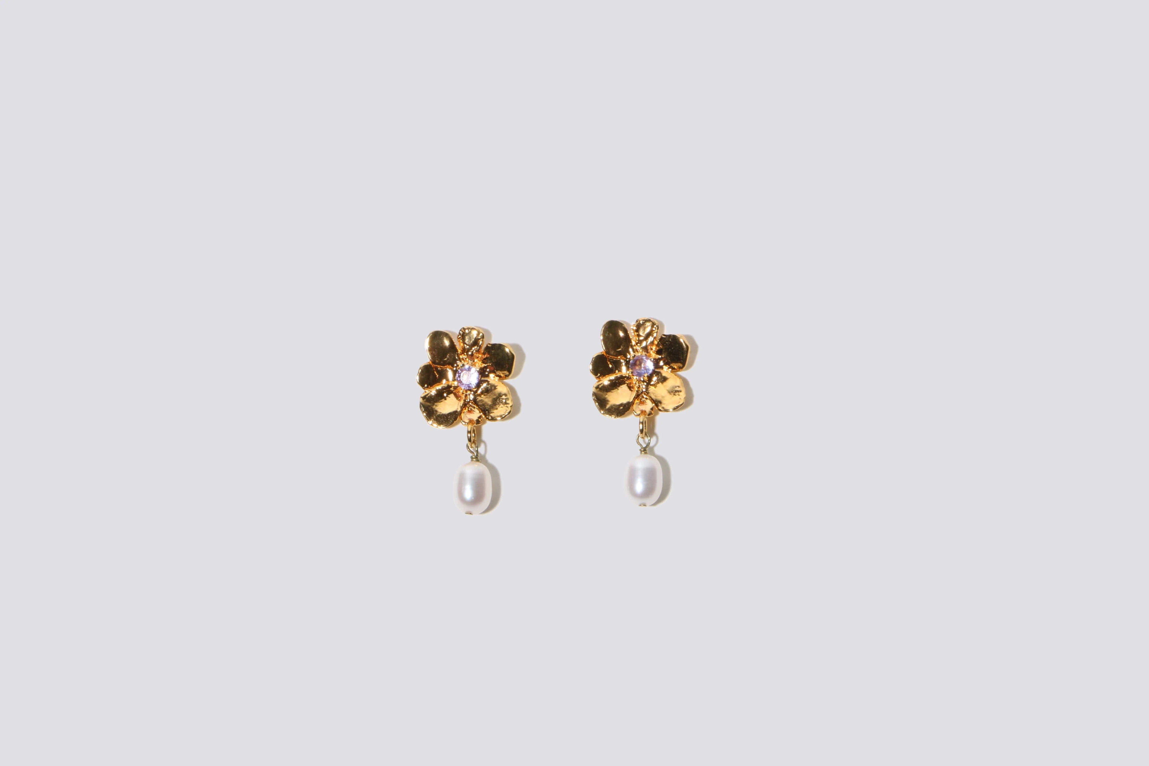 Flower Pearl Drop Earrings