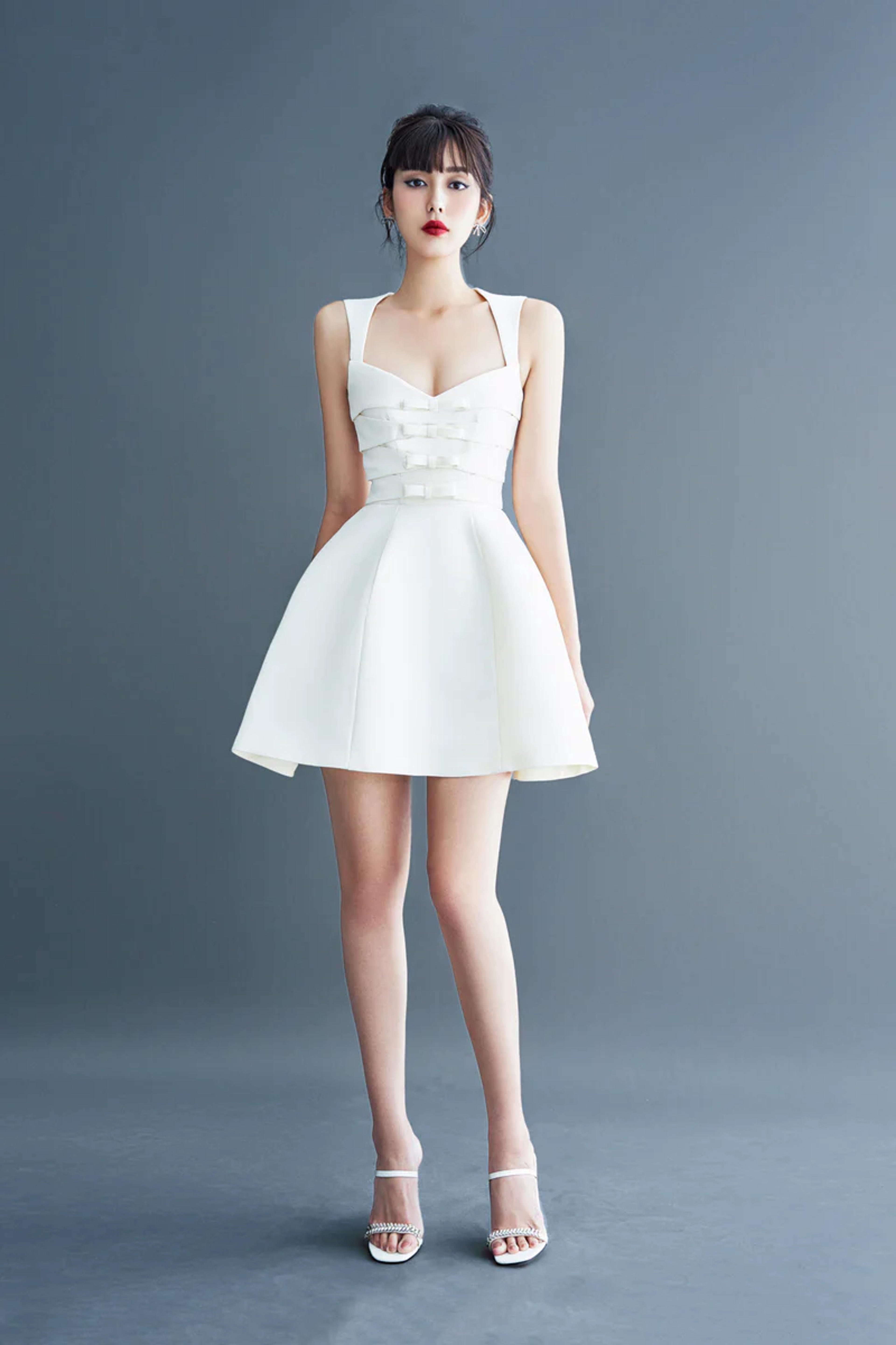 DOMINIQUE Bow Detail Mini Dress – GIANA official website