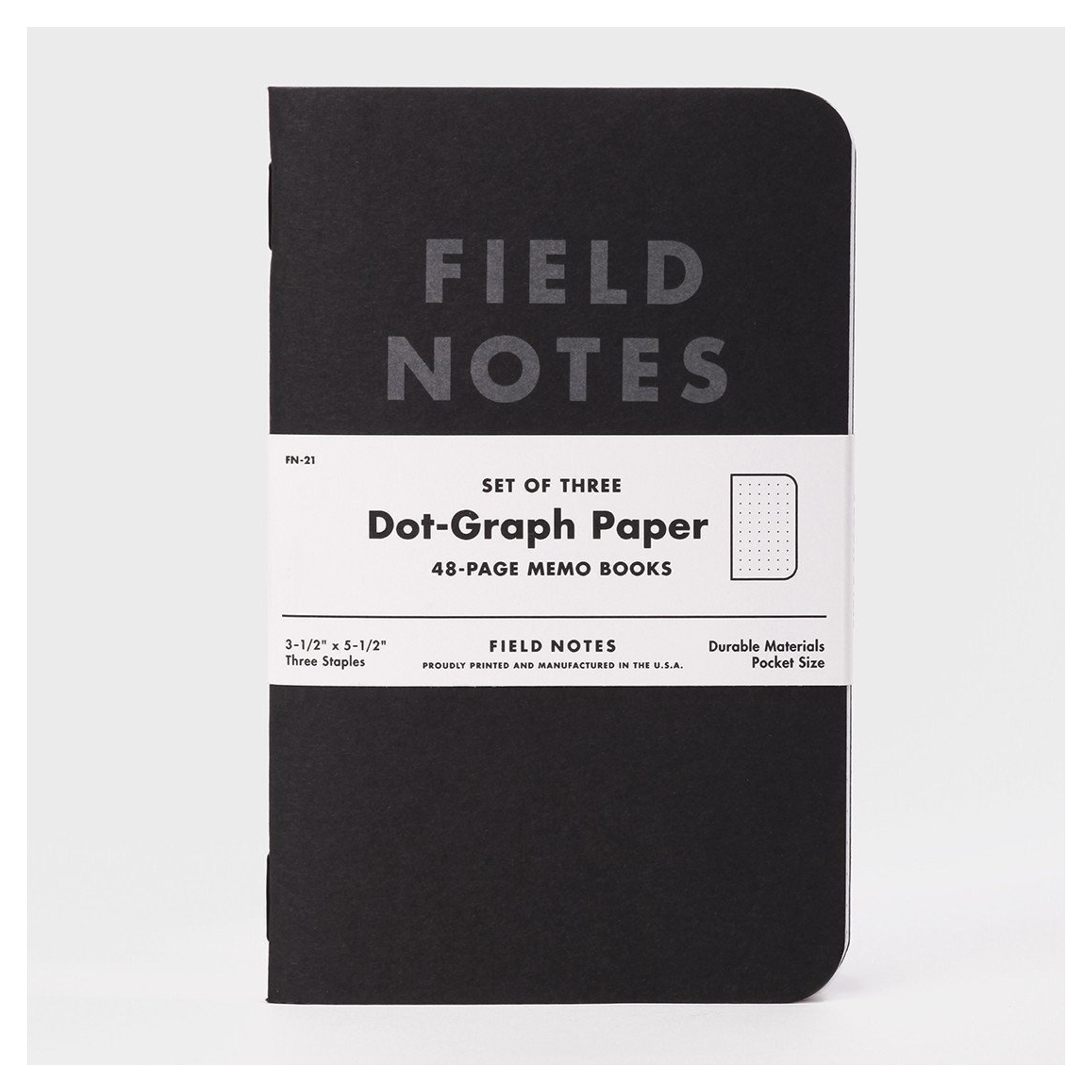 Field Notes Pitch Black Edition, 3-Pack Dot-Grid Memo Notebooks