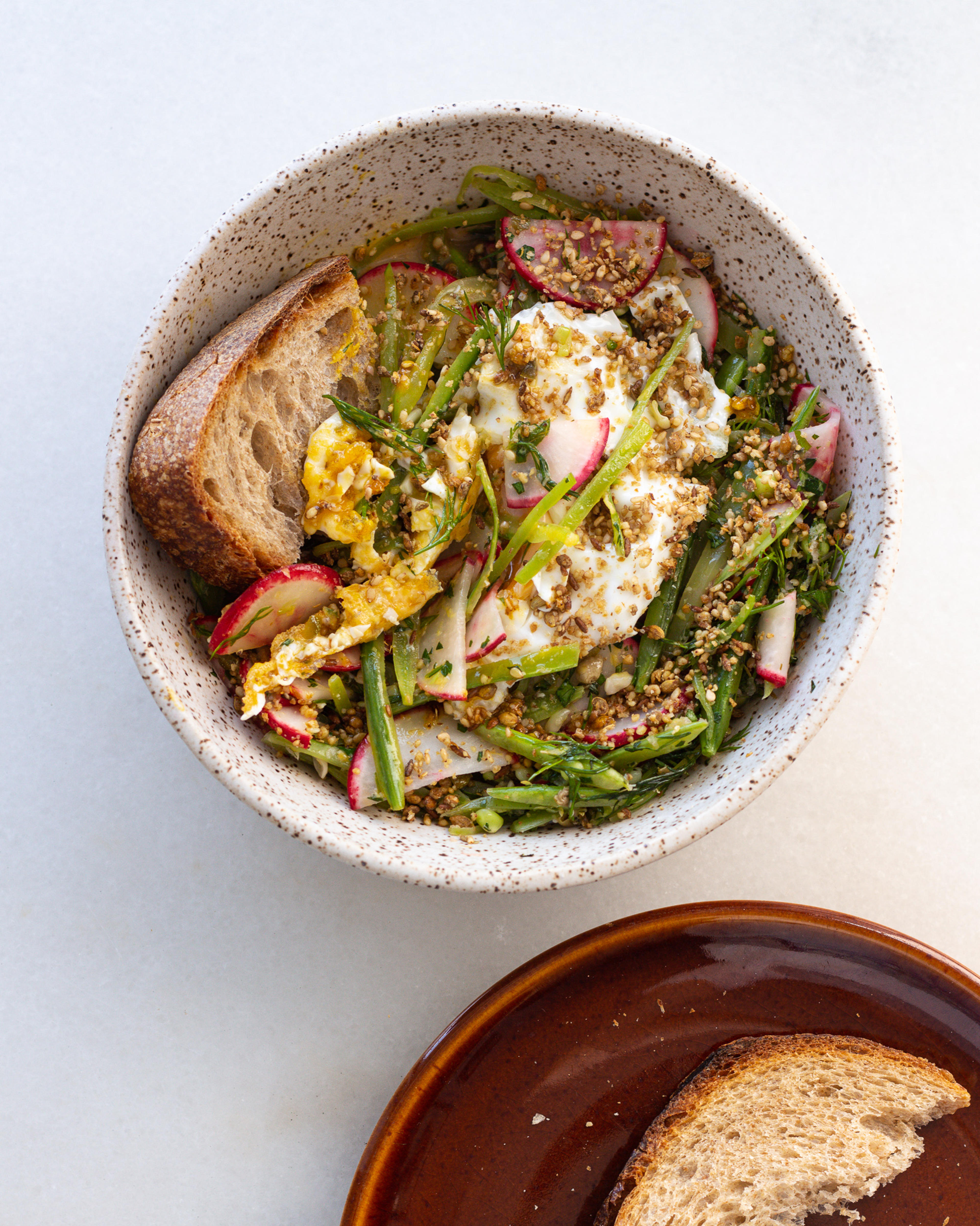 Spring Snap Peas & Radishes with a Fried Egg - Justine Snacks