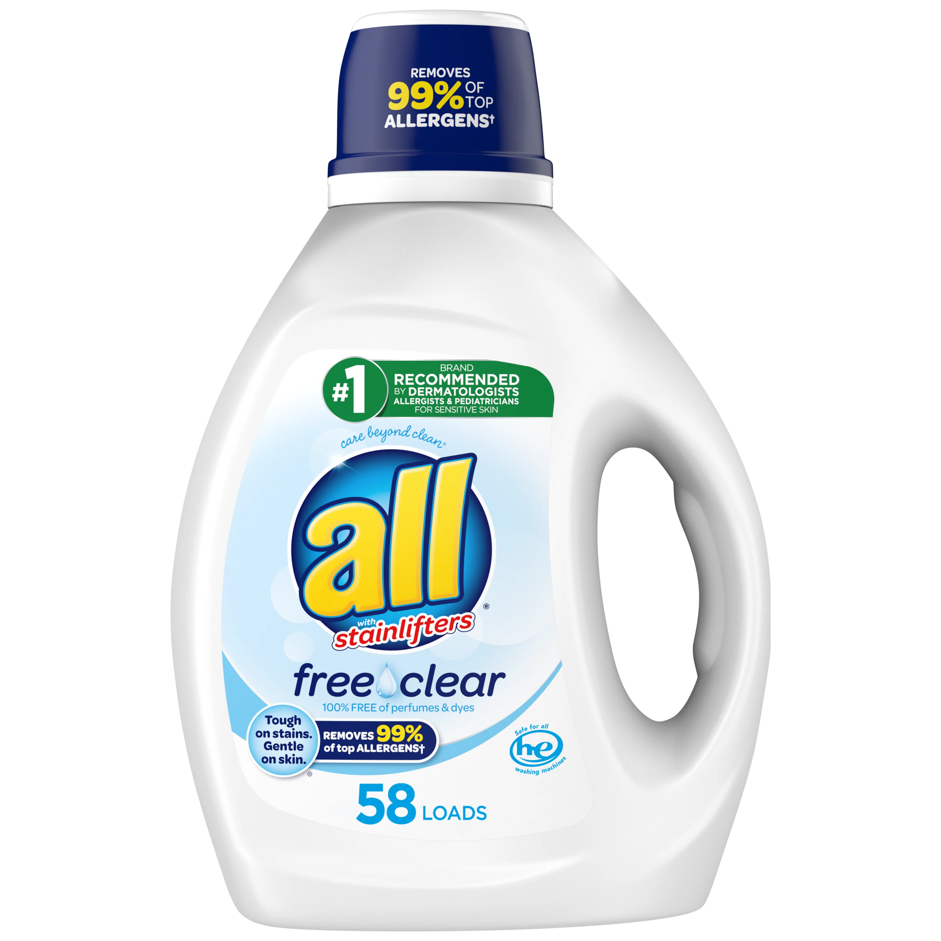 all Liquid Laundry Detergent, Free Clear for Sensitive Skin, 88 Fluid Ounces, 58 Loads