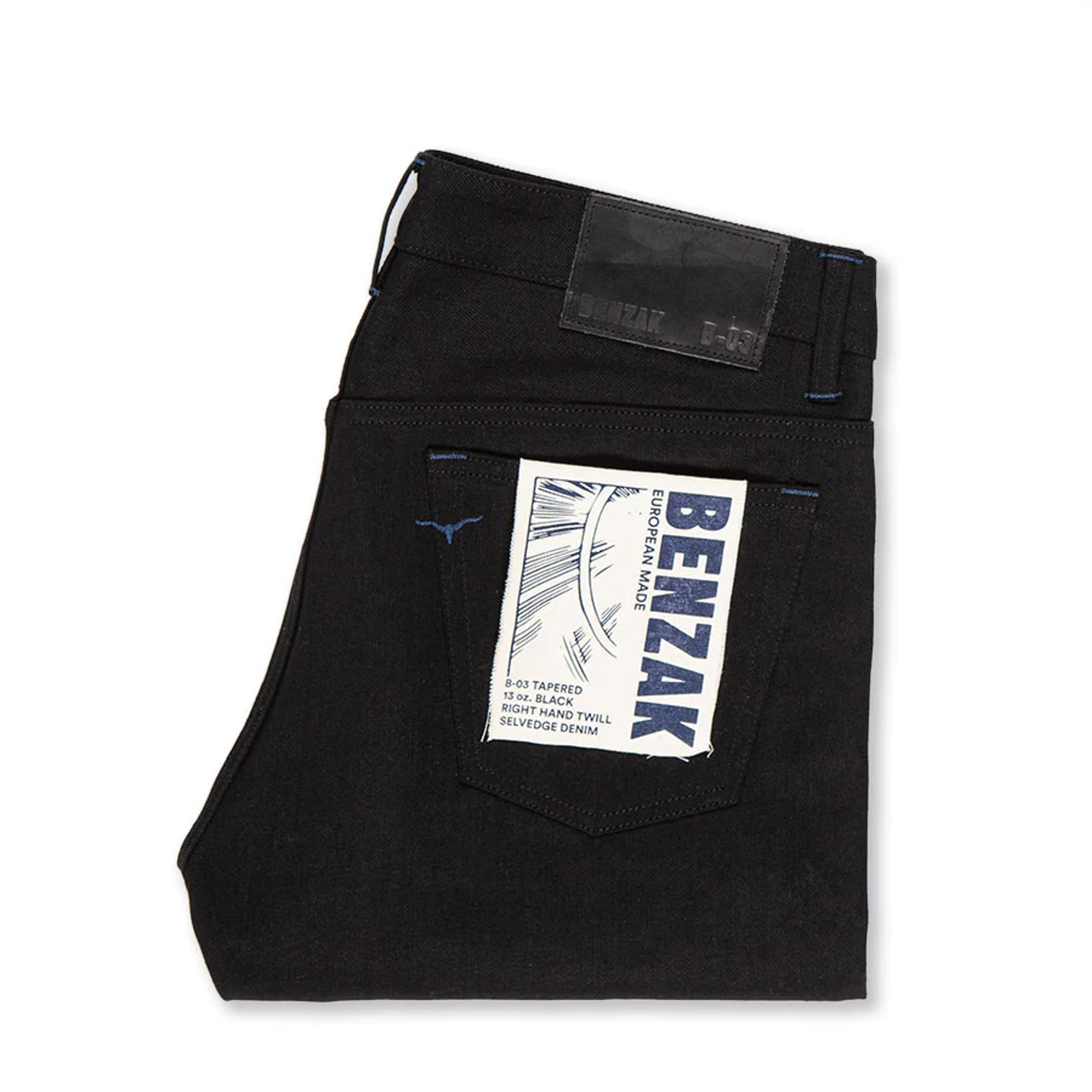 B-03 TAPERED 13 oz. black selvedge | BENZAK – Benzak Denim Developers