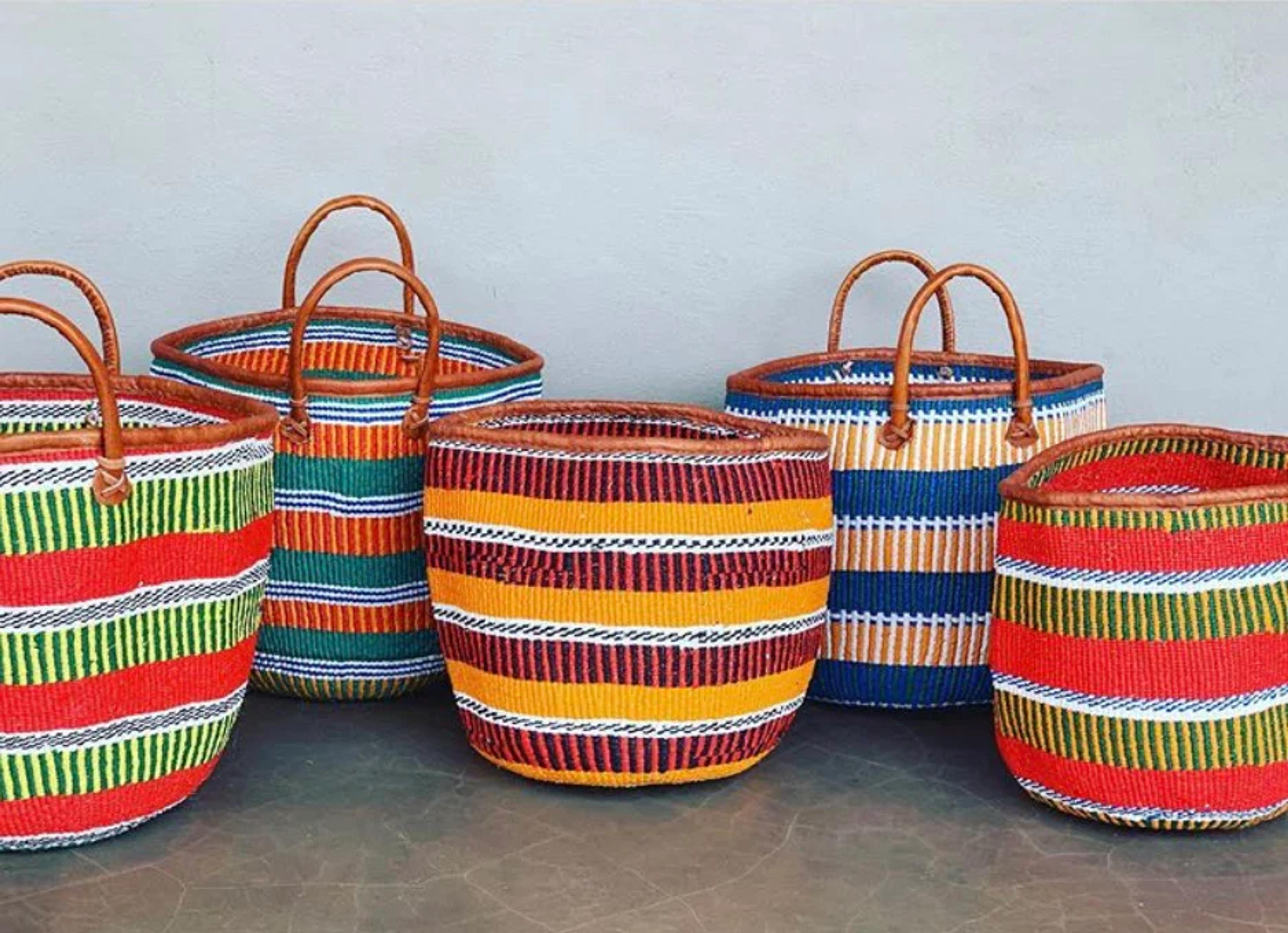 Large Recycled Kenyan Kionda Basket With Handles – Ithemba Creations