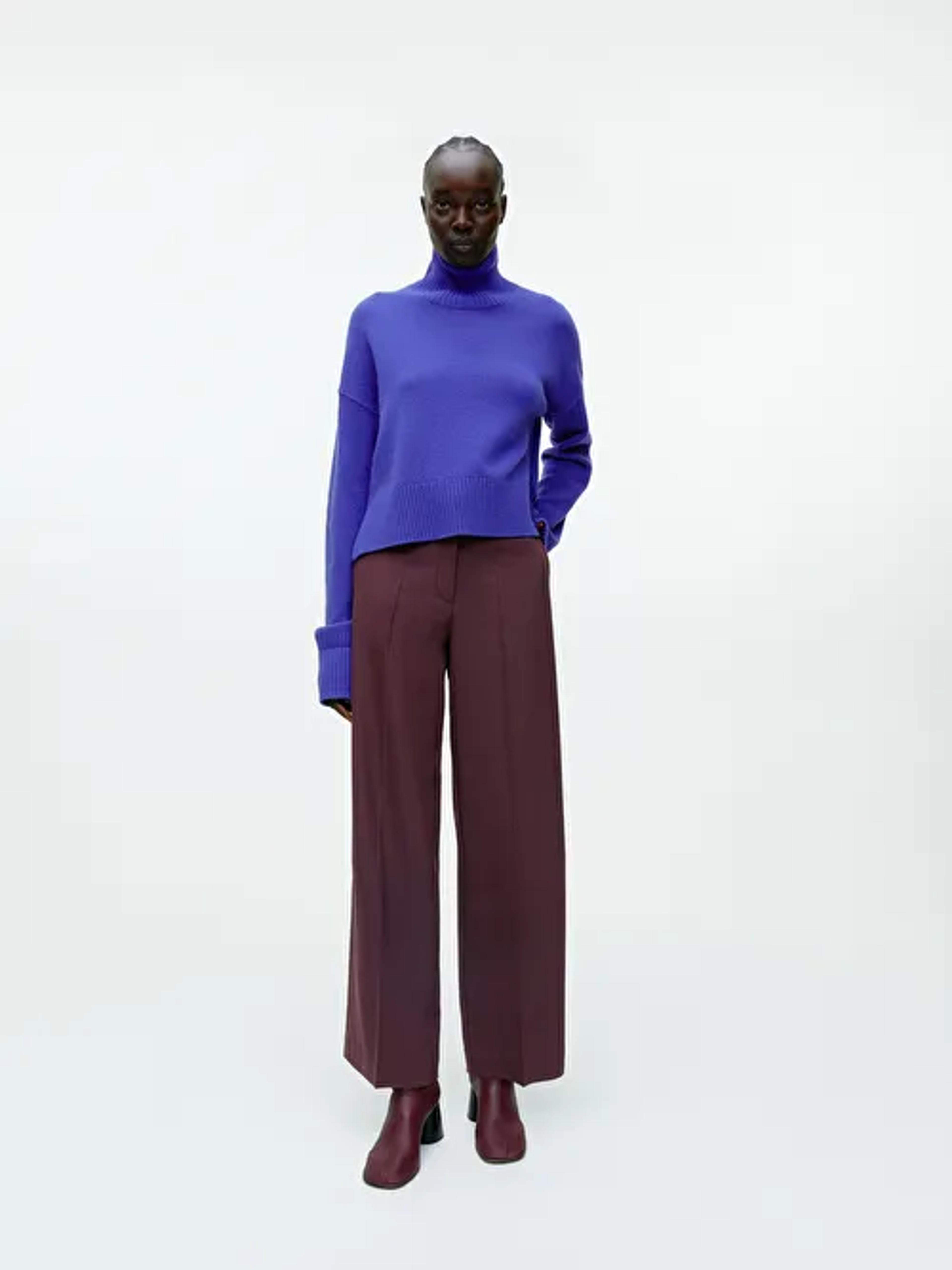 Wool Blend Twill Trousers - Burgundy - ARKET WW