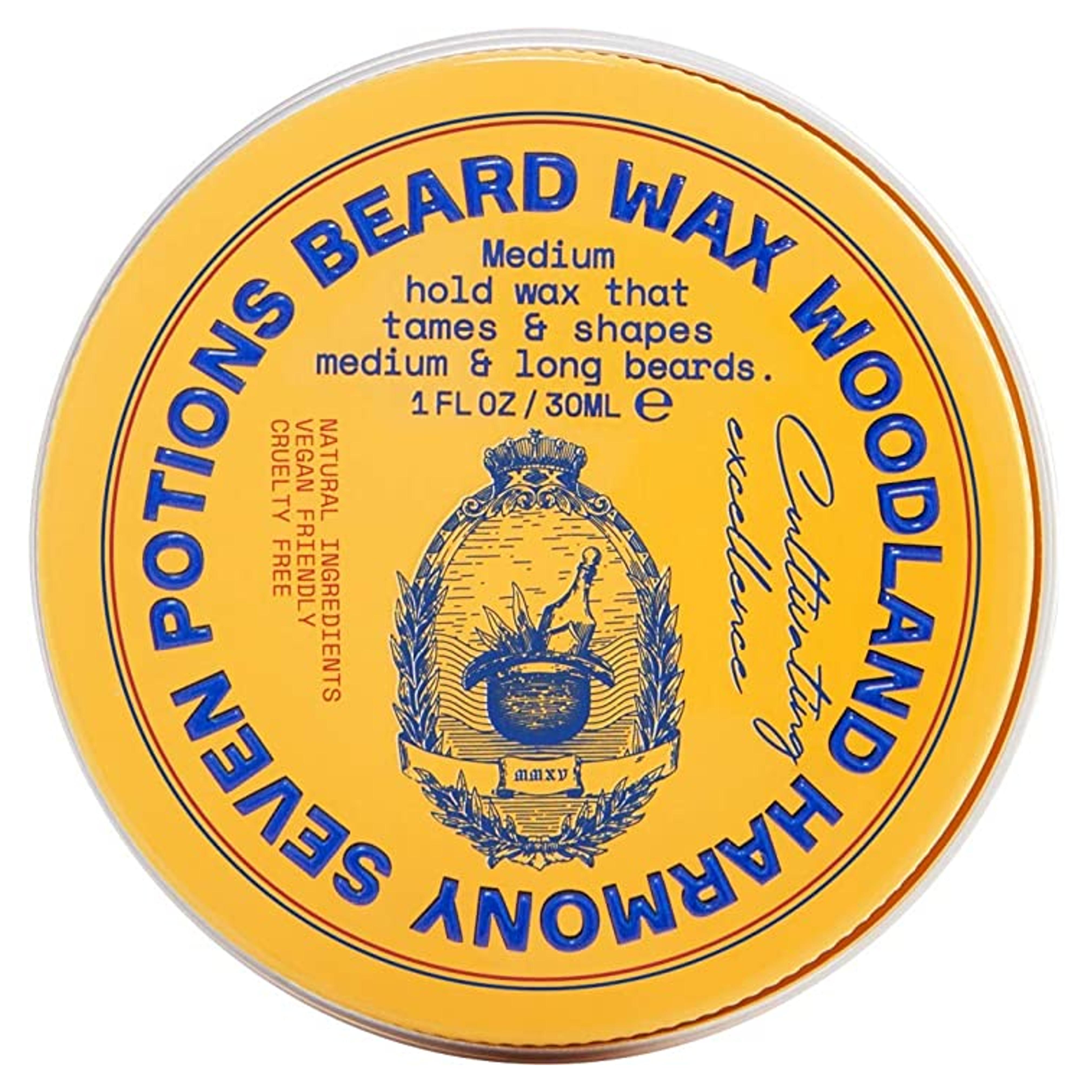 Seven Potions Beard Wax 1 oz. Natural And Organic Beard Styling Wax For Medium Hold. Shape And Nourish Your Beard While Looking Natural. Doesn't Make The Beard Stiff (Woodland Harmony)