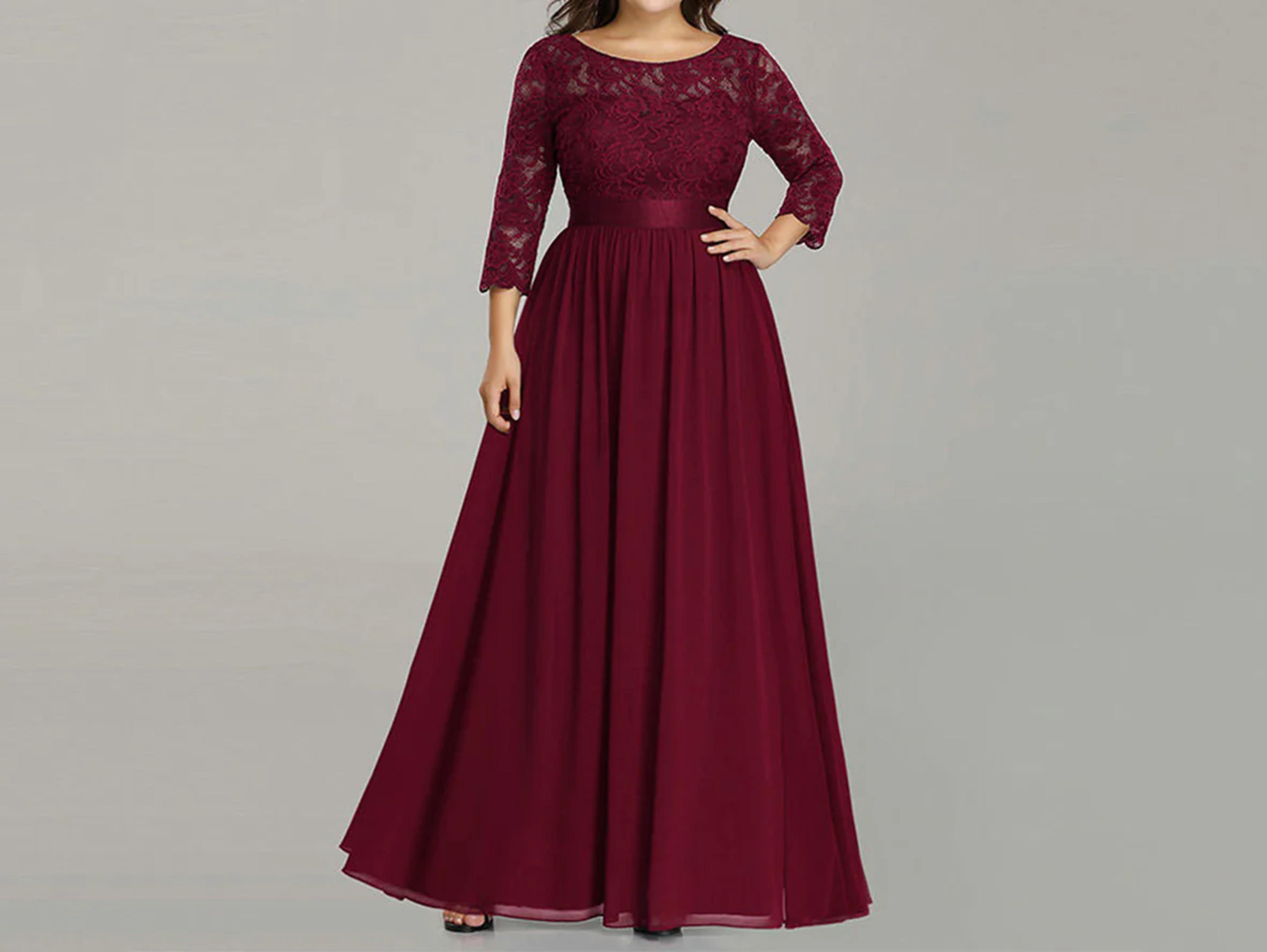 Burgundy Formal Fall Mother Bride Dresses for Wedding Plus Size – promboutiqueonline