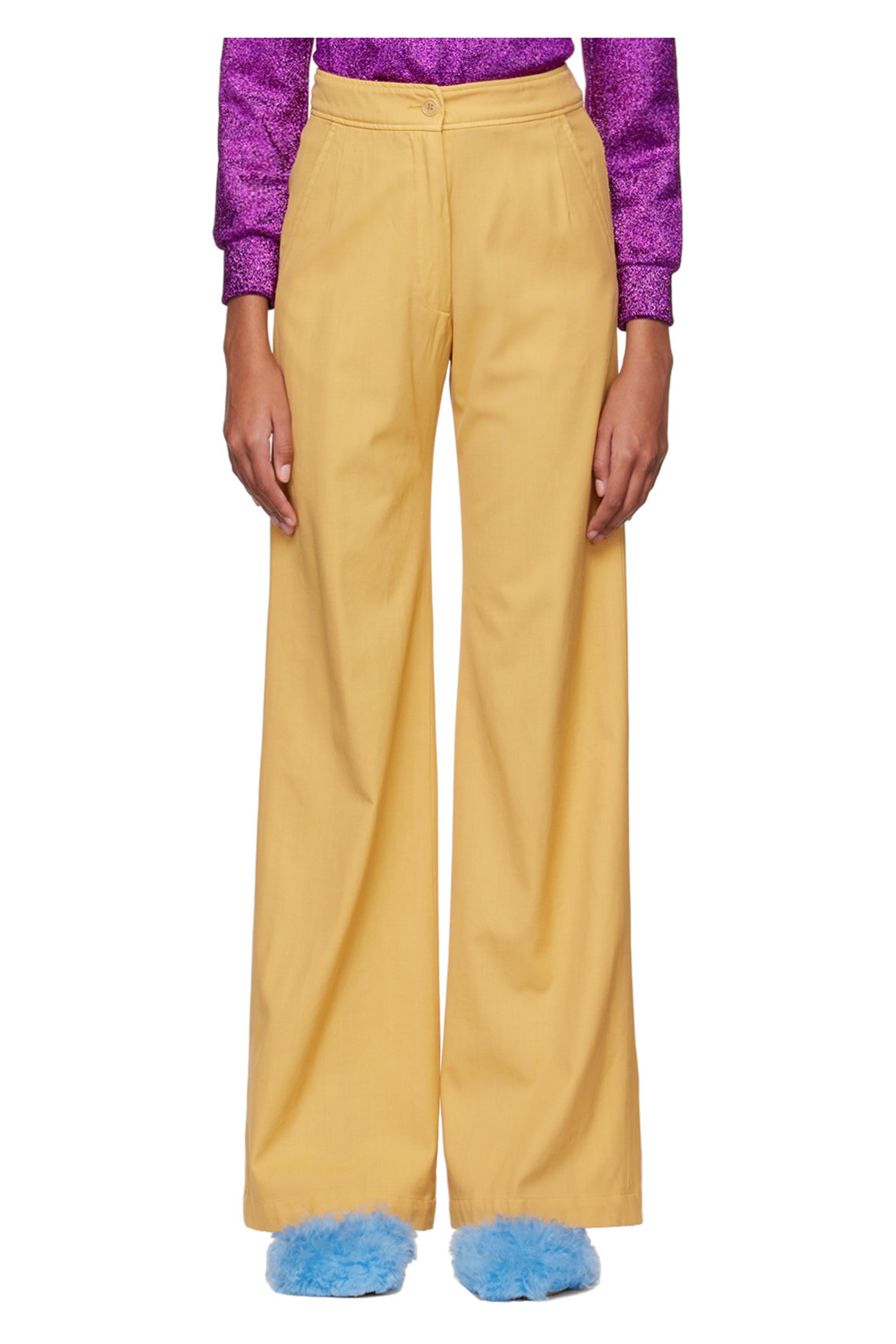 Yellow Pantery Trousers by Dries Van Noten on Sale