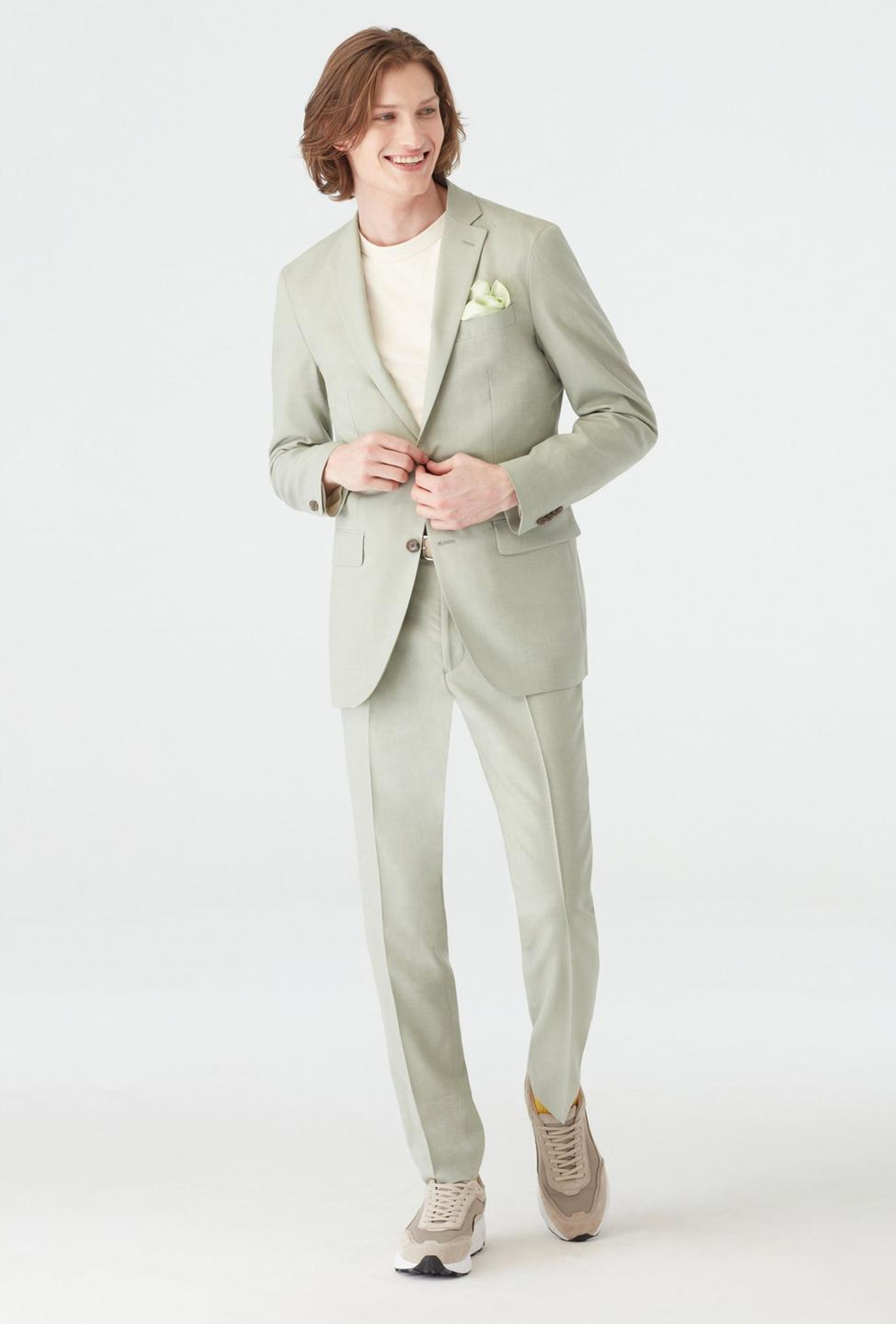 Stockport Wool Linen Light Sage Suit
