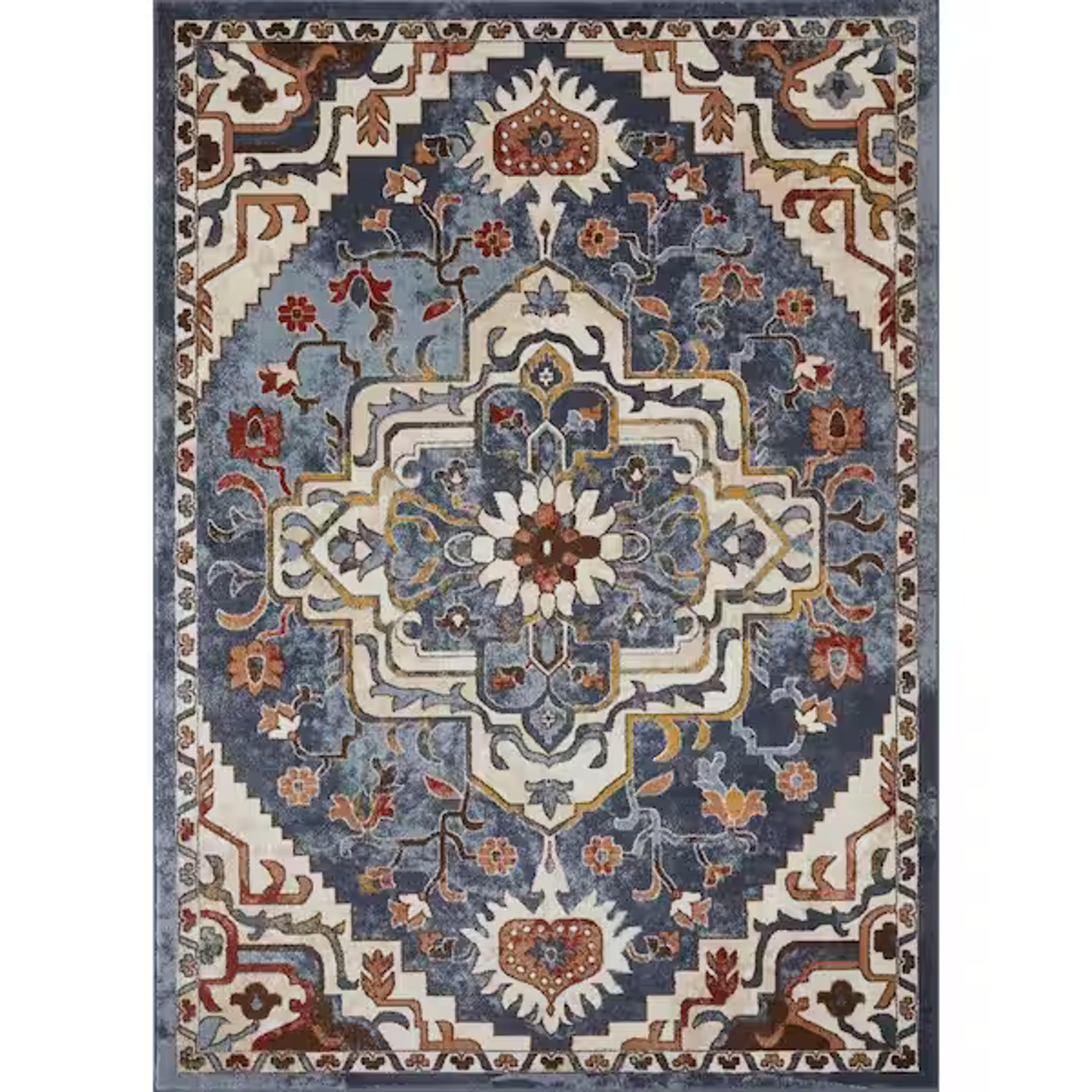 LOOMAKNOTI Alsbrooke Zailorn Blue 6 ft. 7 in. x 9 ft. 2 in. Oriental Polypropylene Area Rug EA006.283.60 - The Home Depot