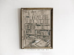 Vintage Library Sketch Print | Antique Degas Bookshelves Printable Wall Art | Evergreen Digital Download