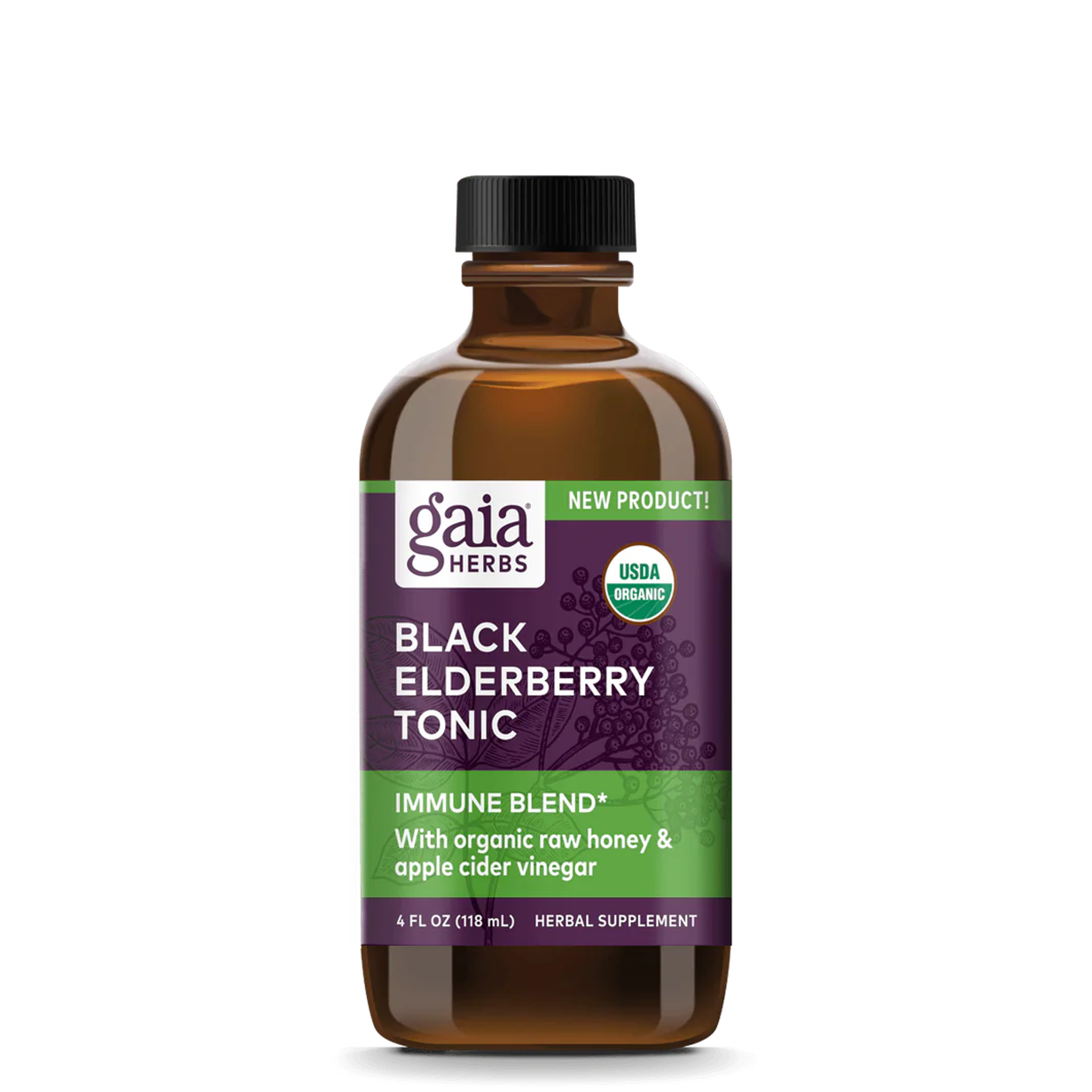 Gaia Herbs Black Elderberry Tonic for Immune Support || 4 oz