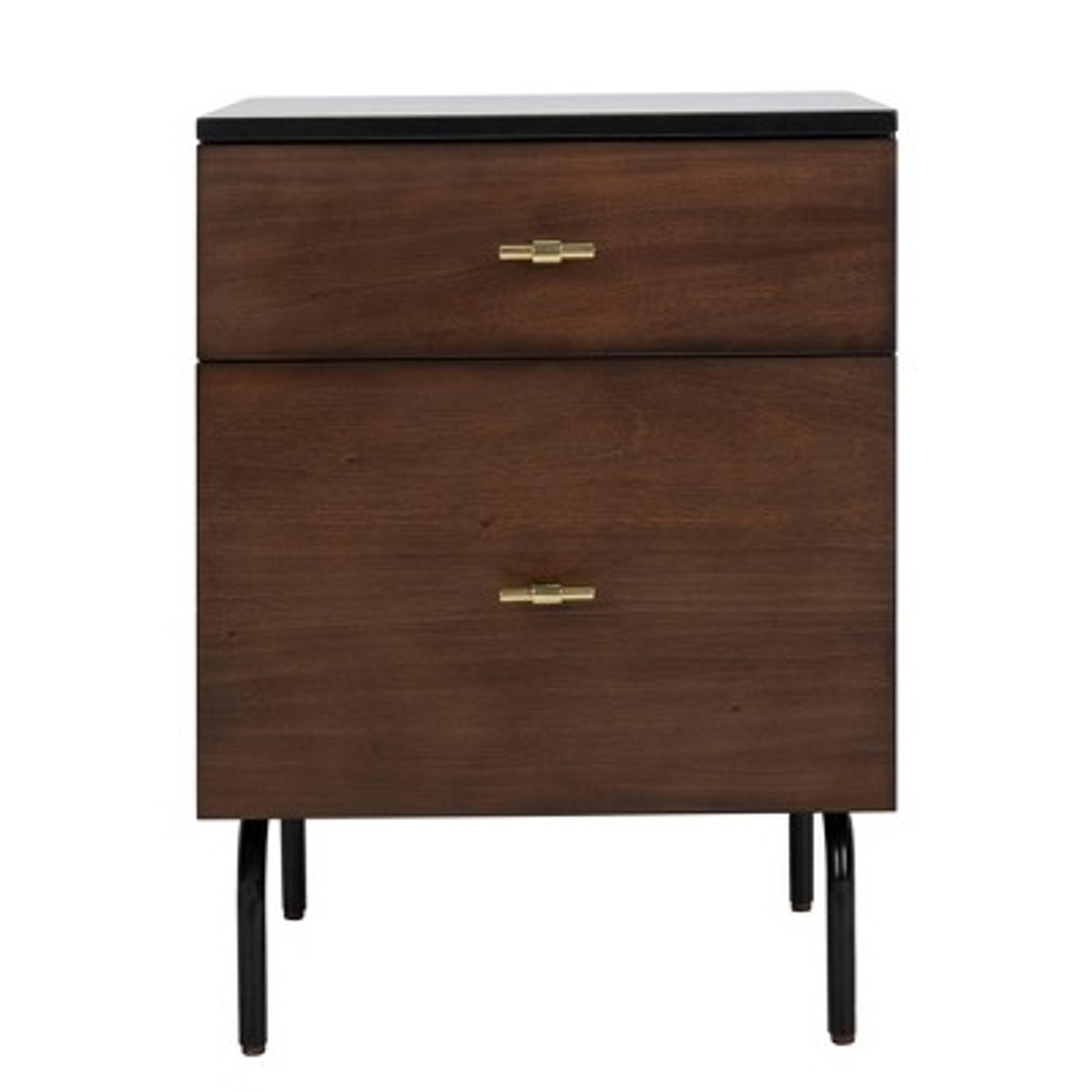 Genevieve 2 Drawer Nightstand Walnut/Black - Safavieh