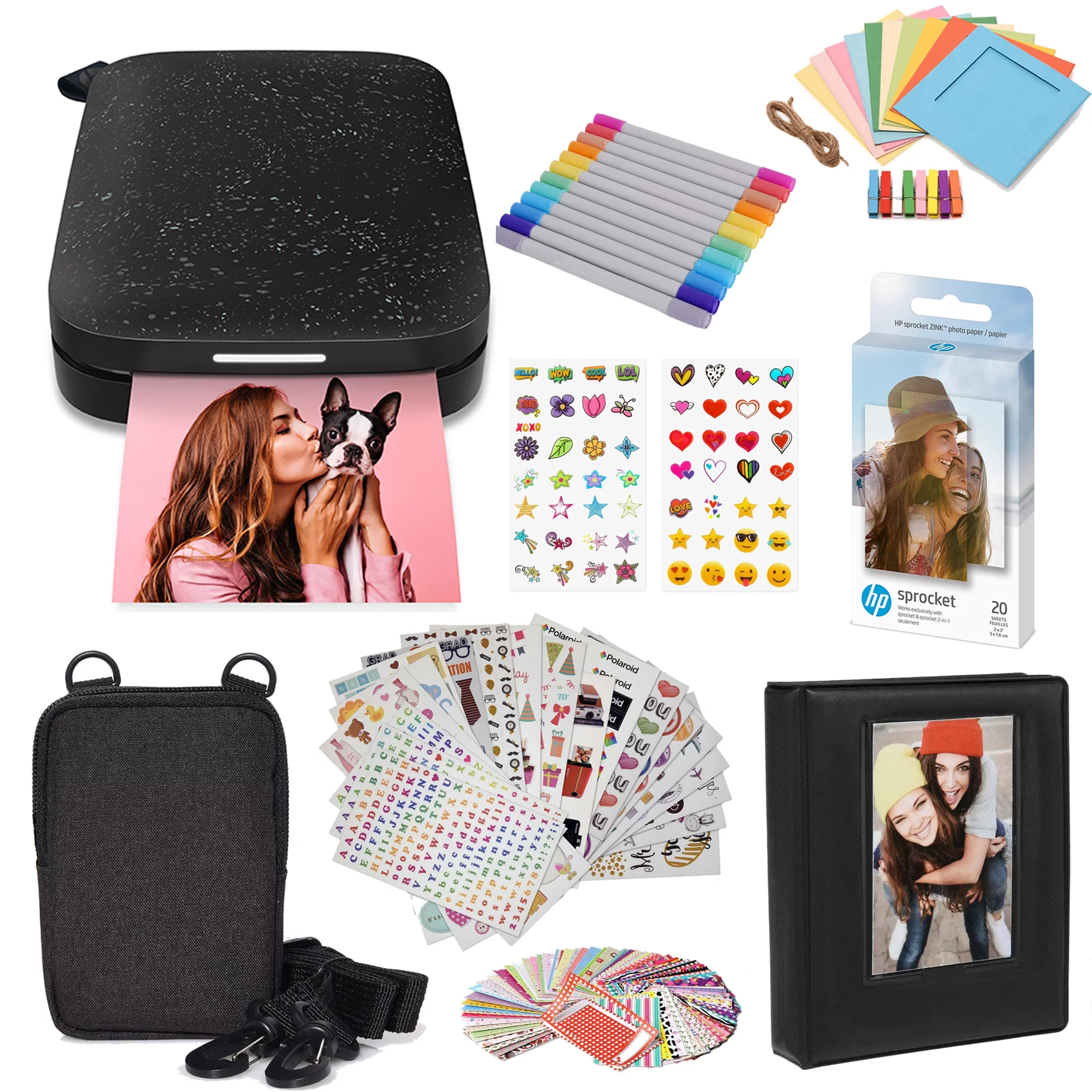 HP Sprocket Portable 2x3" Instant Photo Printer (Black Noir) Starter Bundle - Walmart.com