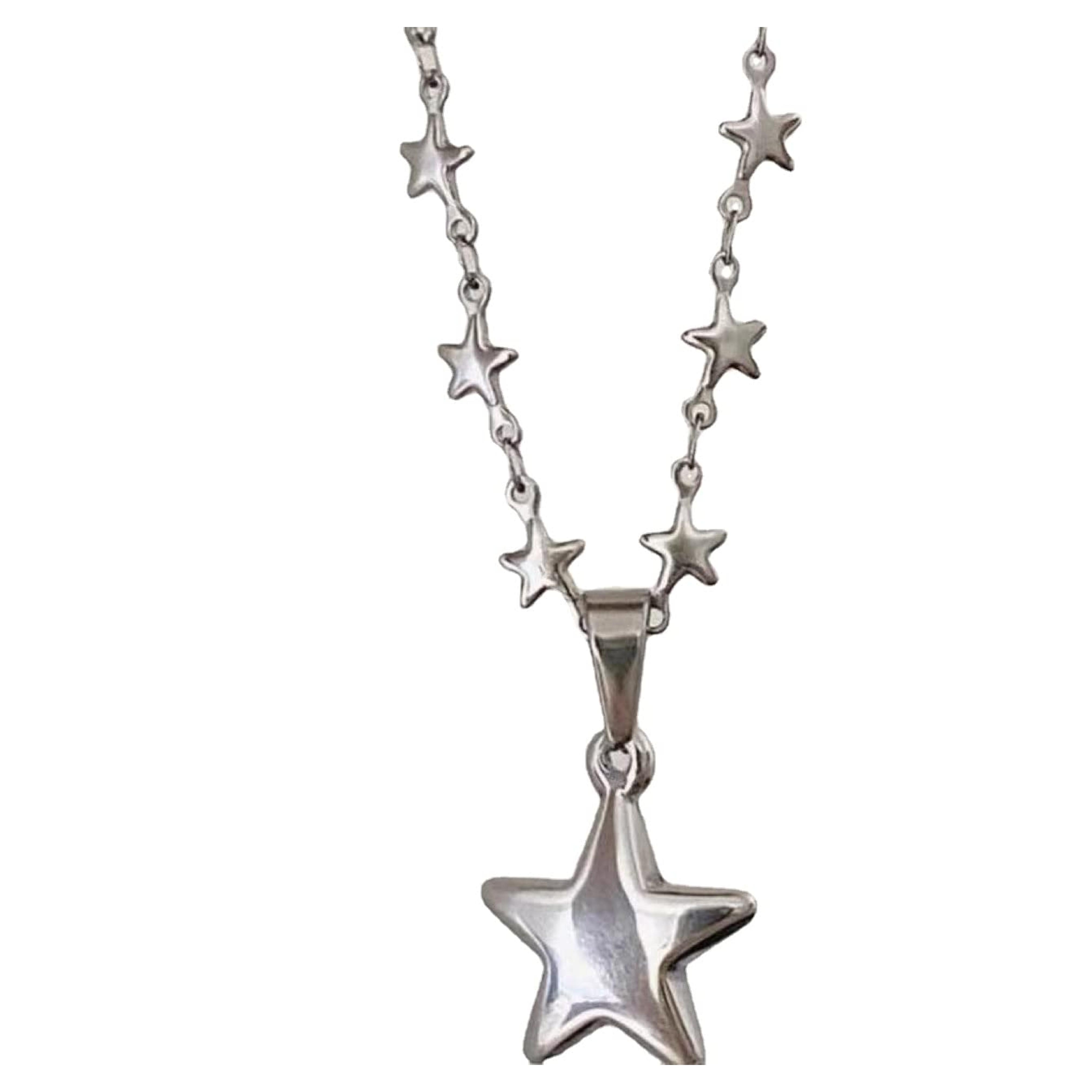 Amazon.com: Tooe Y2K Necklaces Dark Academia Accessories Grunge Vintage Star Choker Chian Gothic Alt Jewelry Aesthetic Preppy Stuff (Sliver): Clothing, Shoes & Jewelry