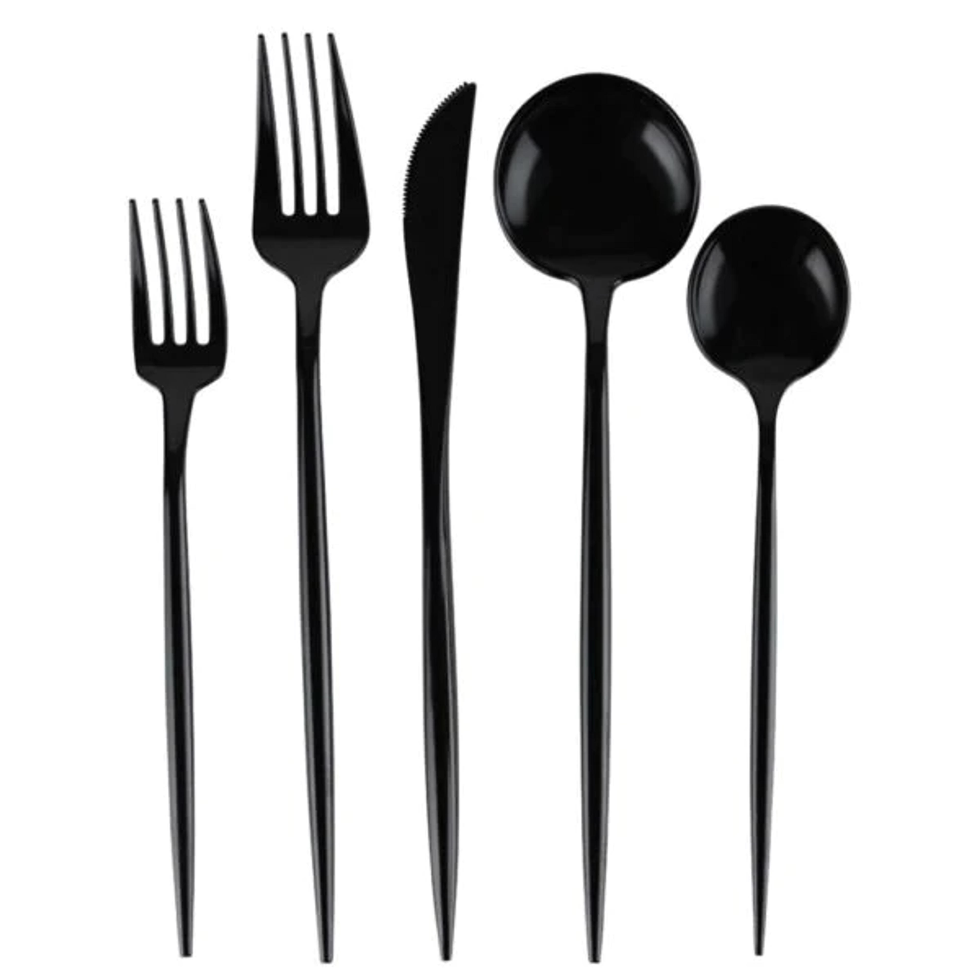 Novelty Collection Black Flatware Set 40 Pieces - Setting for 8 - Posh Setting