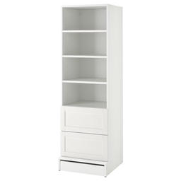 SMÅSTAD / UPPFÖRA Bookcase, white with frame/with 2 drawers, 235/8x243/4x771/8"