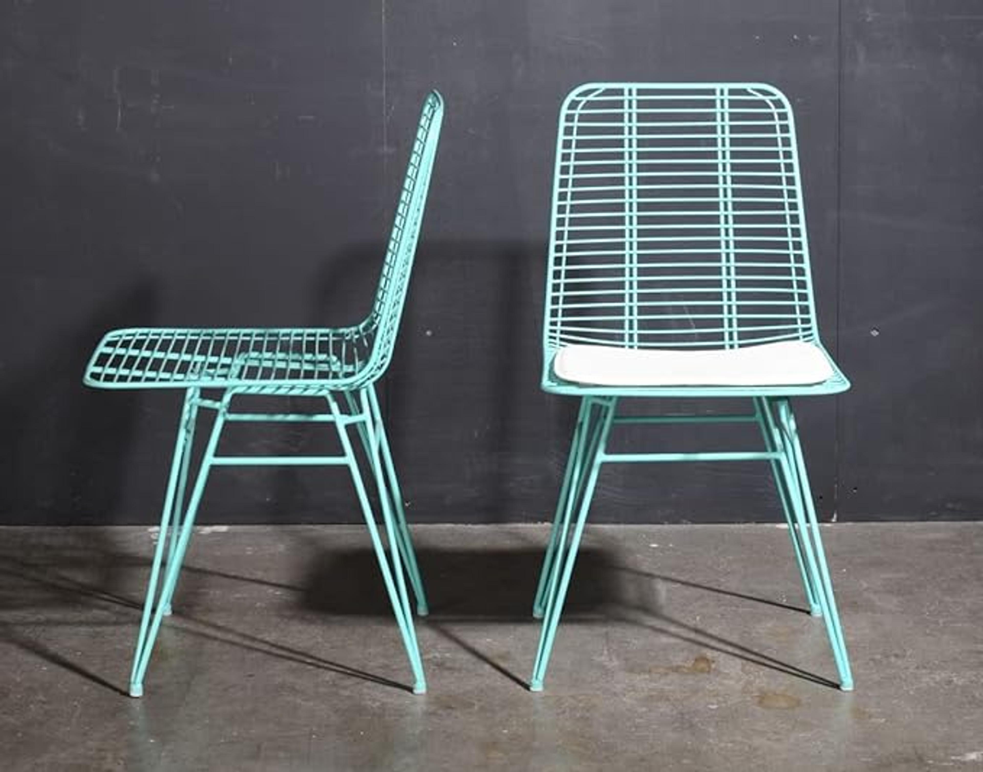 Vela Wire Metal Chair Outdoor/Indoor Industrial with Cushion Turquoise : Amazon.de: Home & Kitchen