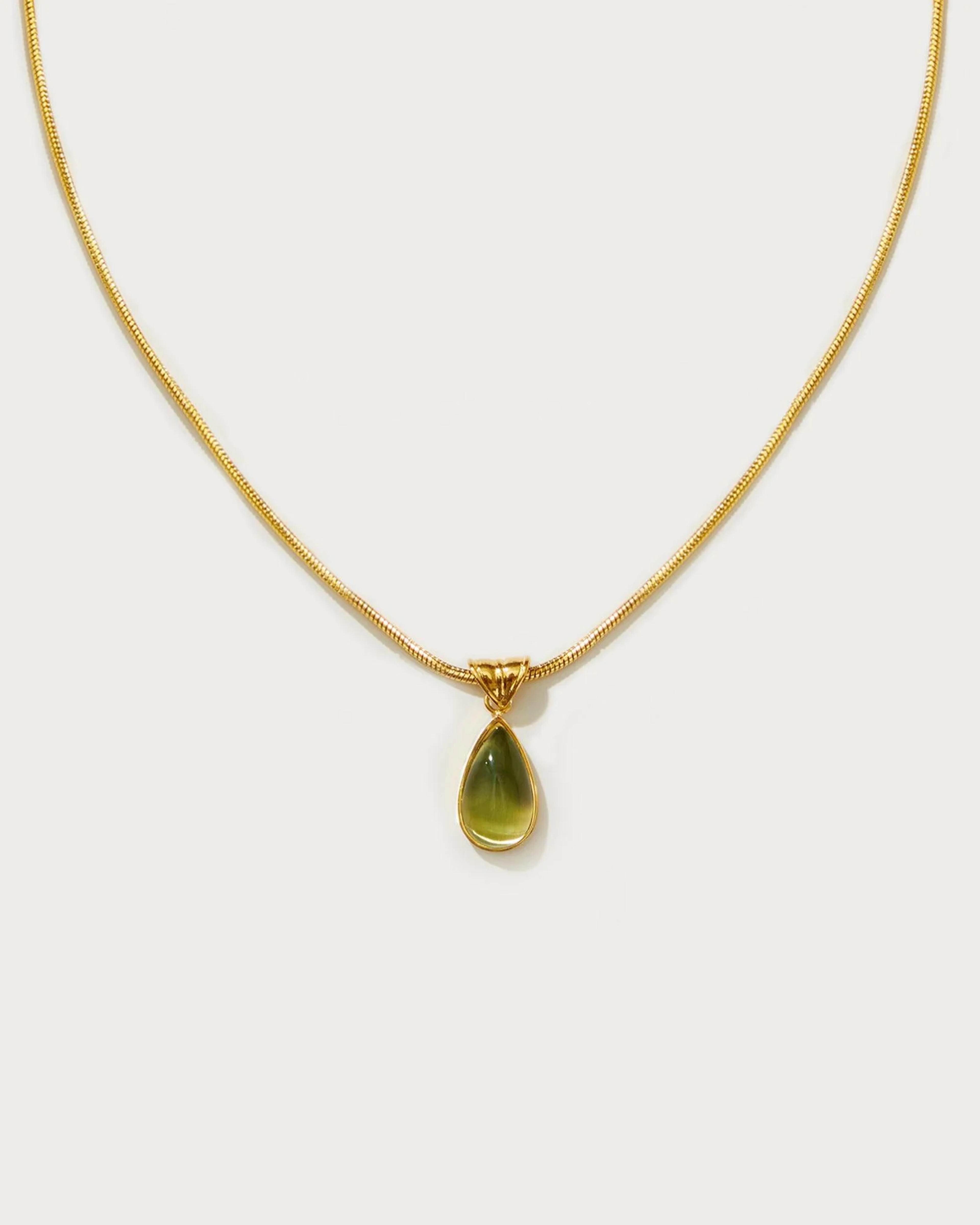 Waterdrop Necklace - Gold-Peridot Green