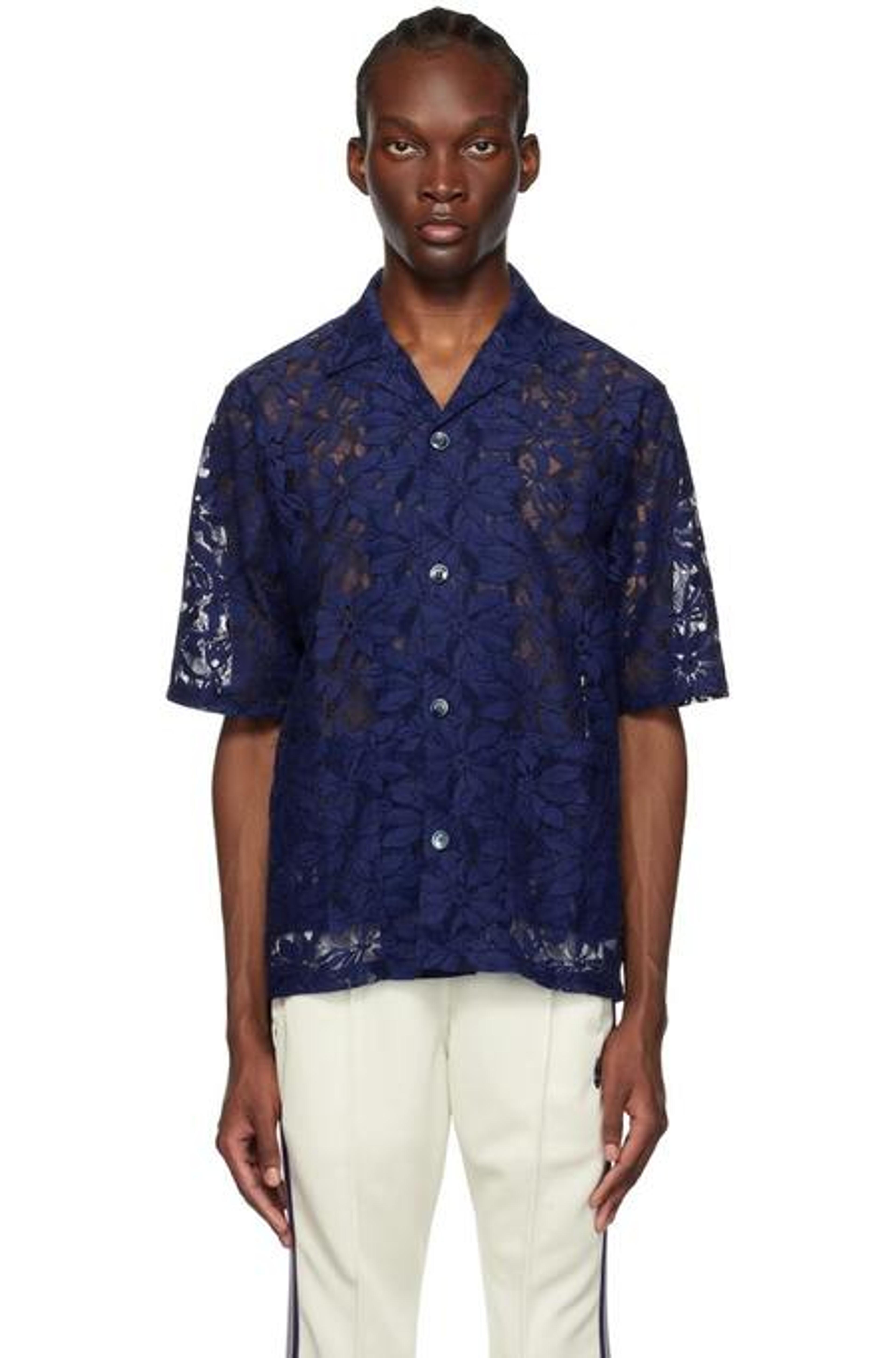 Needles Blue Cabana Shirt - Navy | Garmentory