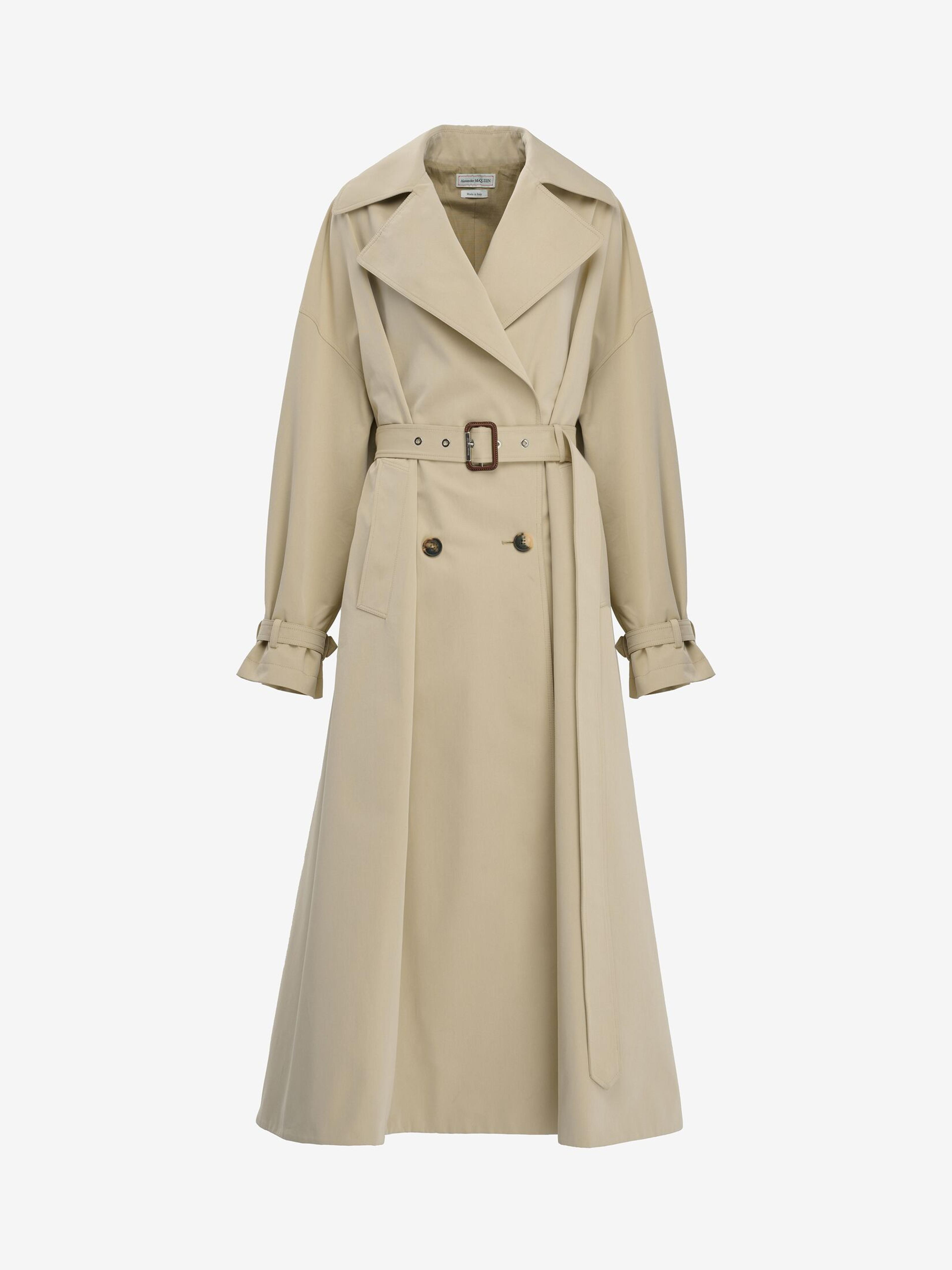 Cocoon Sleeve Trench Coat in Pale Beige | Alexander McQueen US