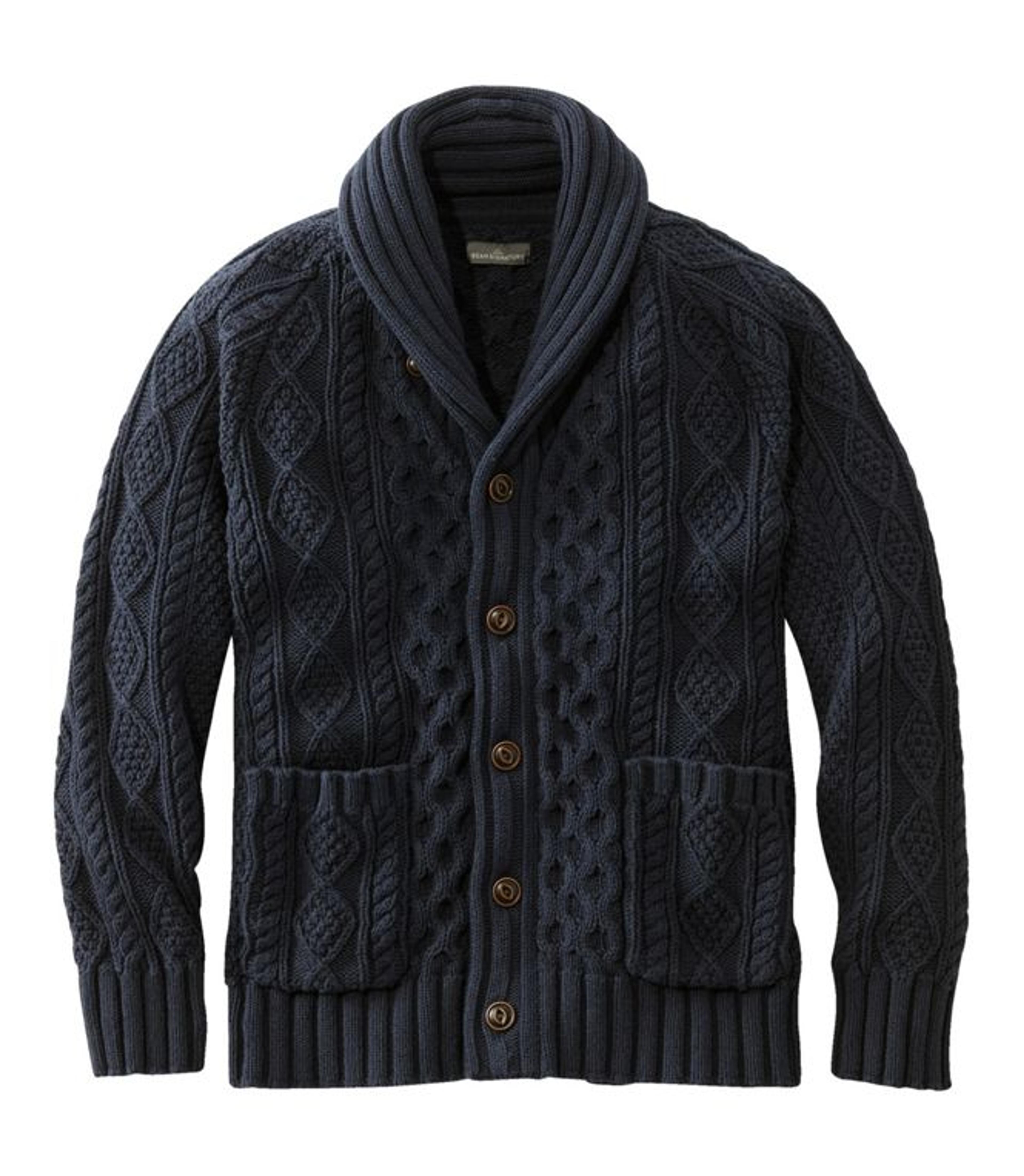 Men's Signature Cotton Fisherman Sweater, Shawl-Collar Cardigan | Sweaters at L.L.Bean